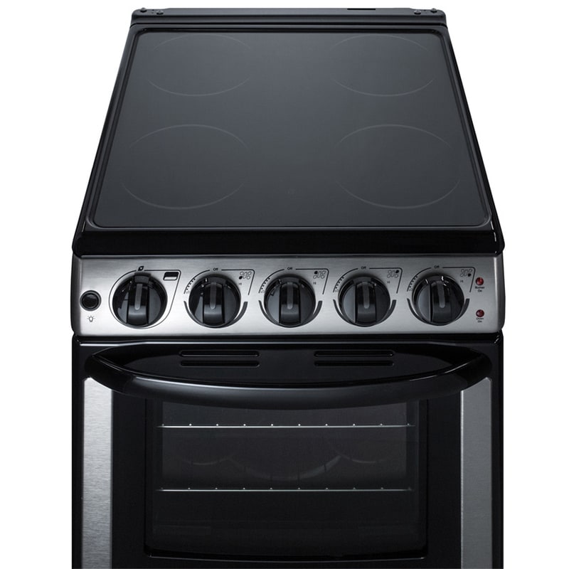 Summit White Pearl Series 20 in. 2.3 cu. ft. Slide-In Electric Range with Smoothtop Burners - Stainless Steel, , hires