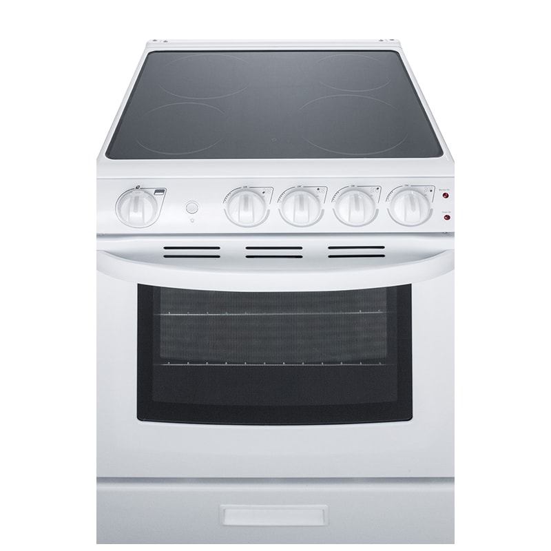 Summit White Pearl Series 24 in. 2.9 cu. ft. Slide-In Electric Range with Smoothtop Burners - White, , hires