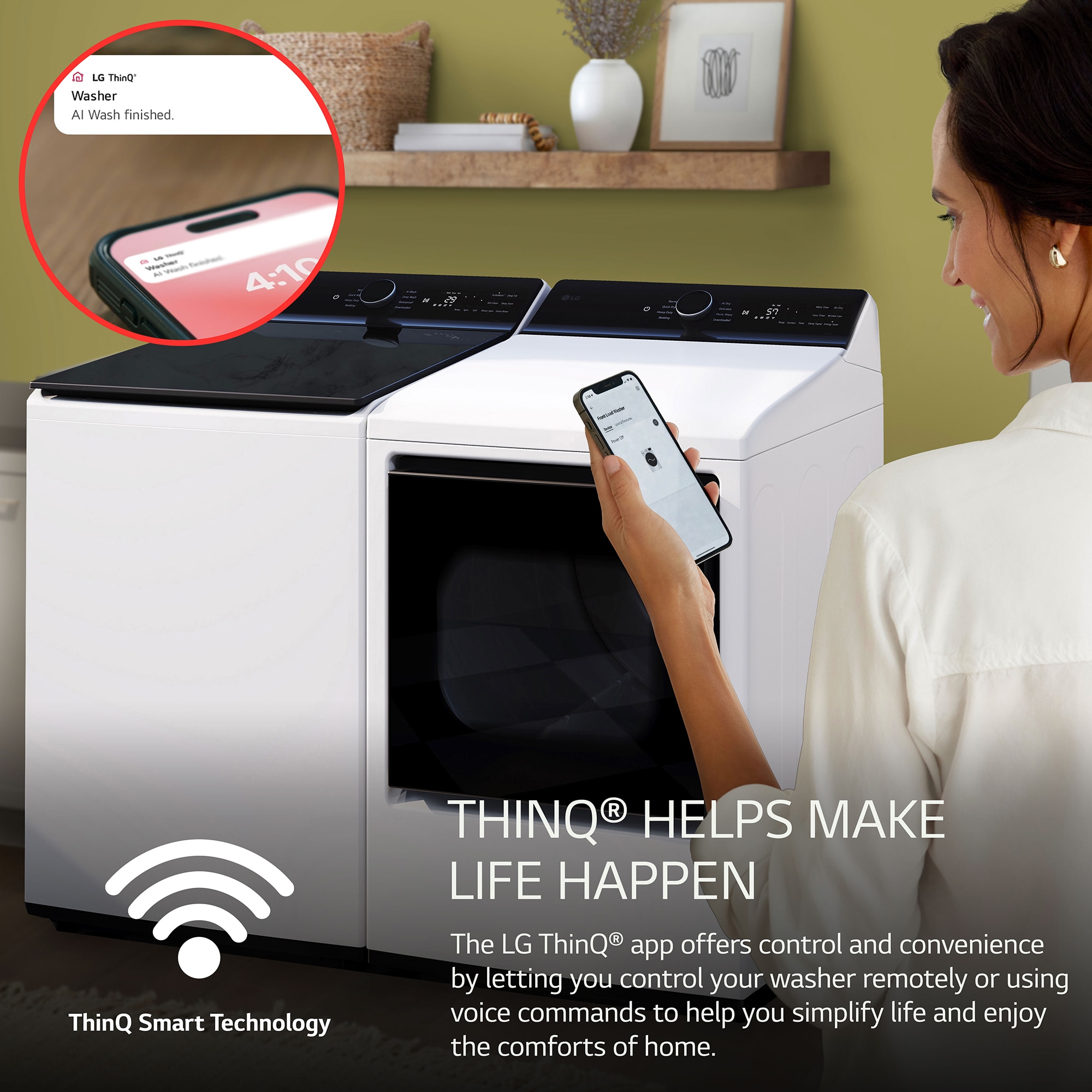 LG 27 in. 5.5 cu. ft. Smart Top Load Washer with EasyUnload, TurboWash3D Technology & AI Sensing - Alpine White, Alpine White, hires