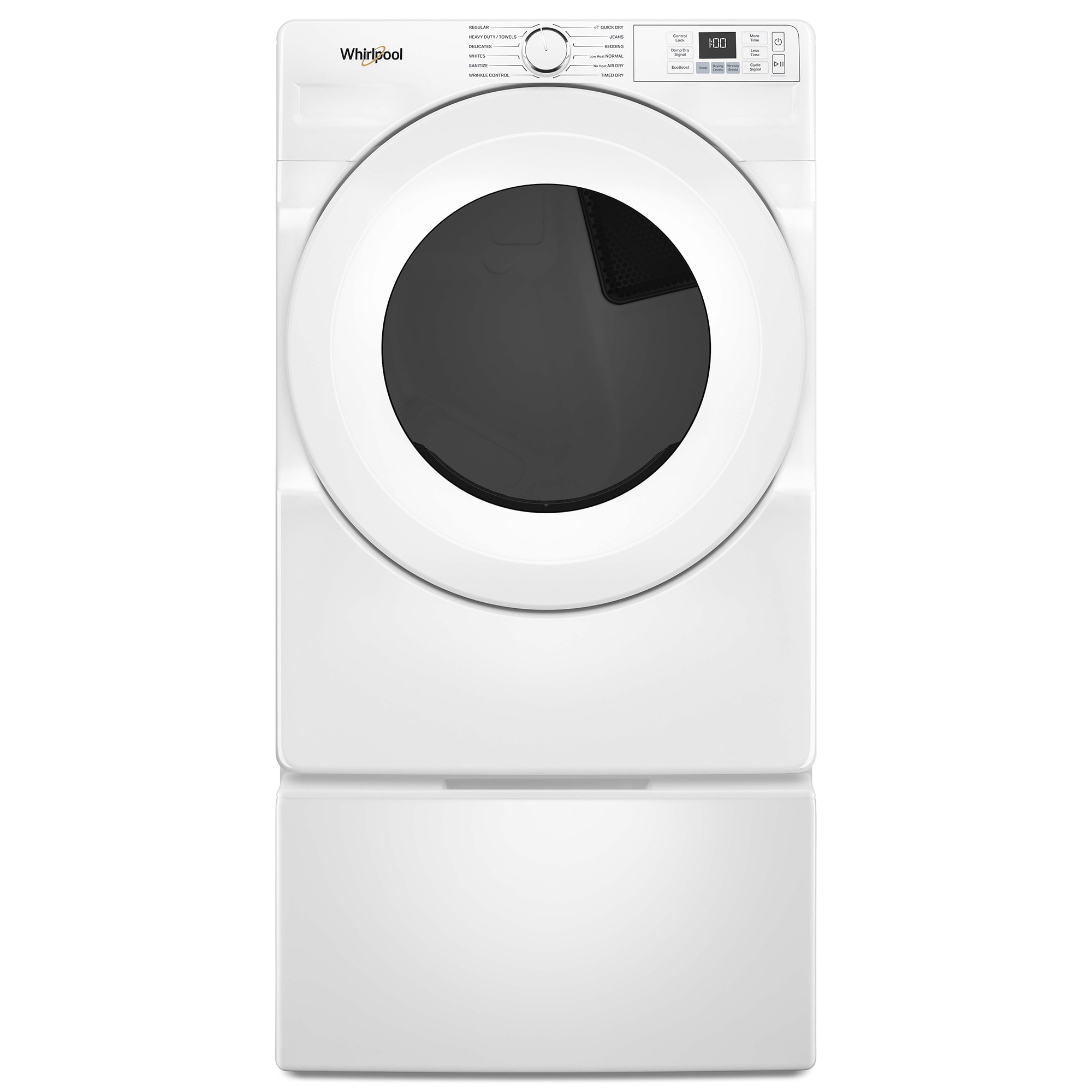 Whirlpool 27 in. 7.4 cu. ft. Stackable Electric Dryer with Quick Dry Cycle & Sanitize Cycle - White, , hires
