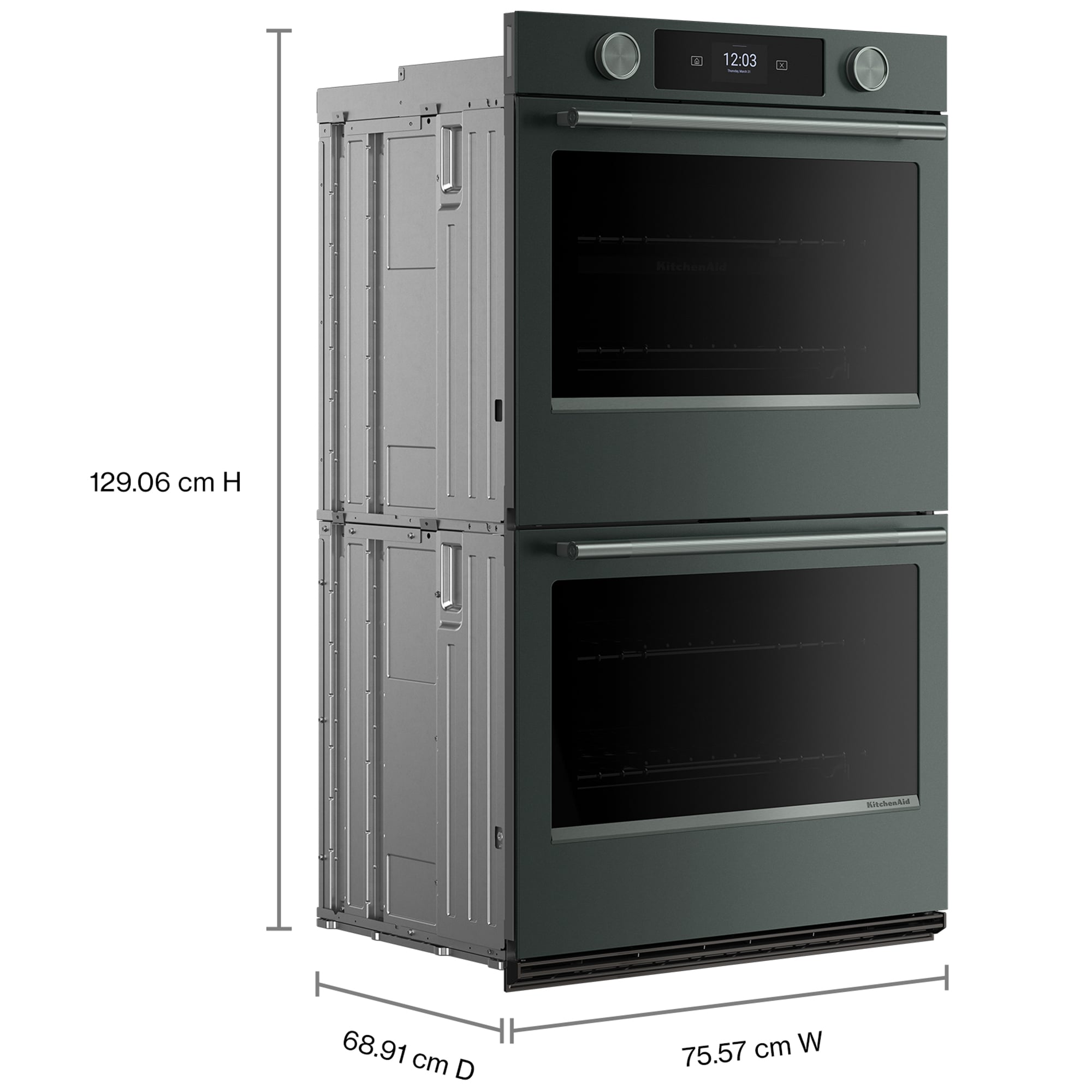 KitchenAid 30 in. 10.0 cu. ft. Smart Top Control Steam Electric Double Wall Oven with True European Convection - Juniper, , hires