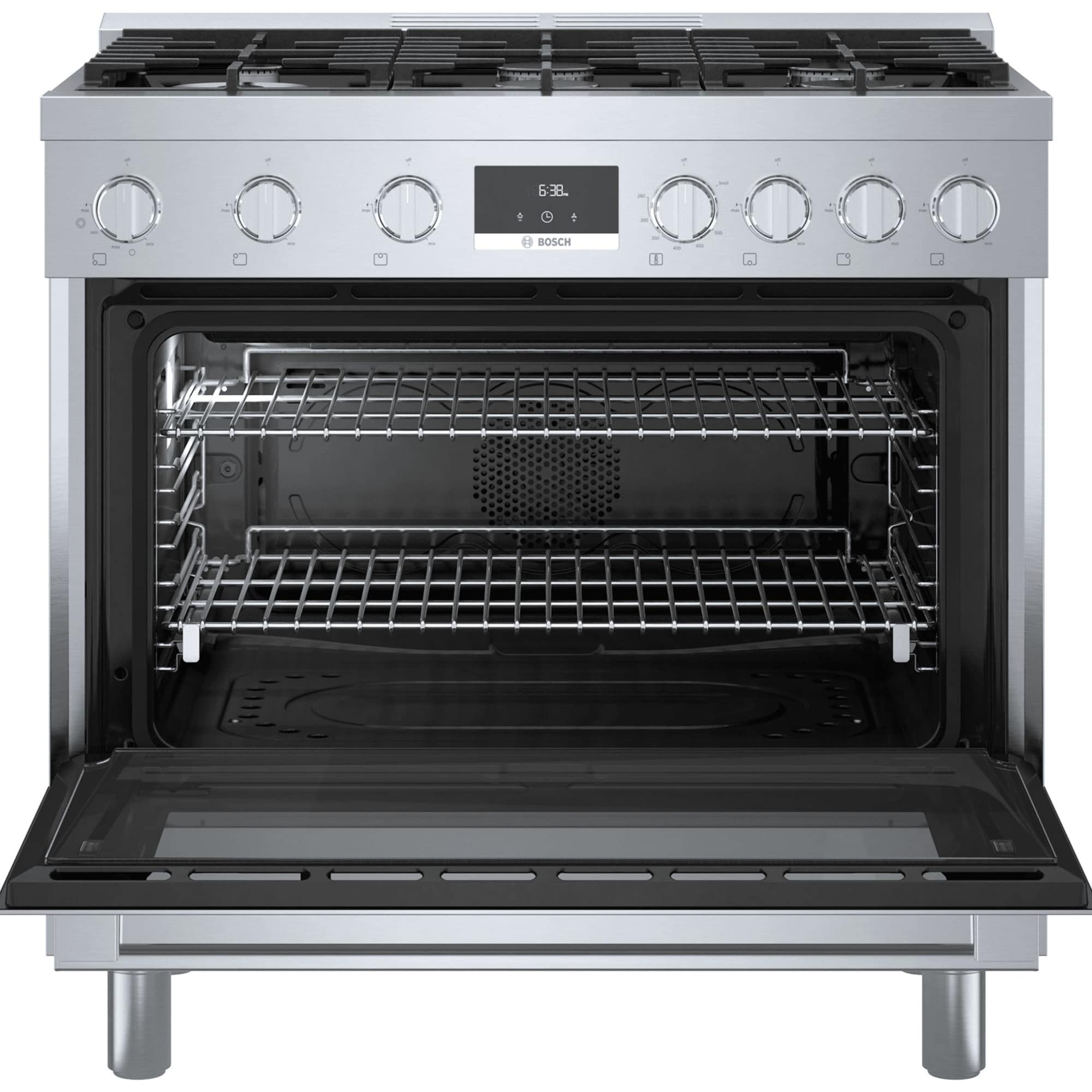 Bosch 800 Series 36 in. 3.7 cu. ft. True European Convection Dual Fuel Range with 6 Sealed Burners - Stainless Steel, , hires