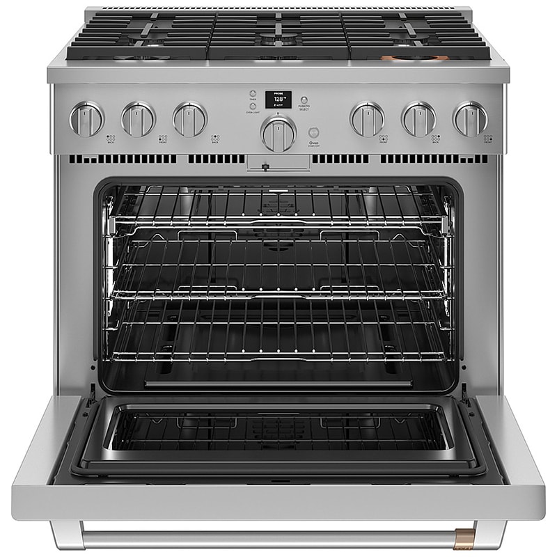 Cafe Commercial-Style 36 in. 6.2 cu. ft. Smart Air Fry Standard Convection Gas Range with 6 Sealed Burners - Stainless Steel, Stainless Steel, hires