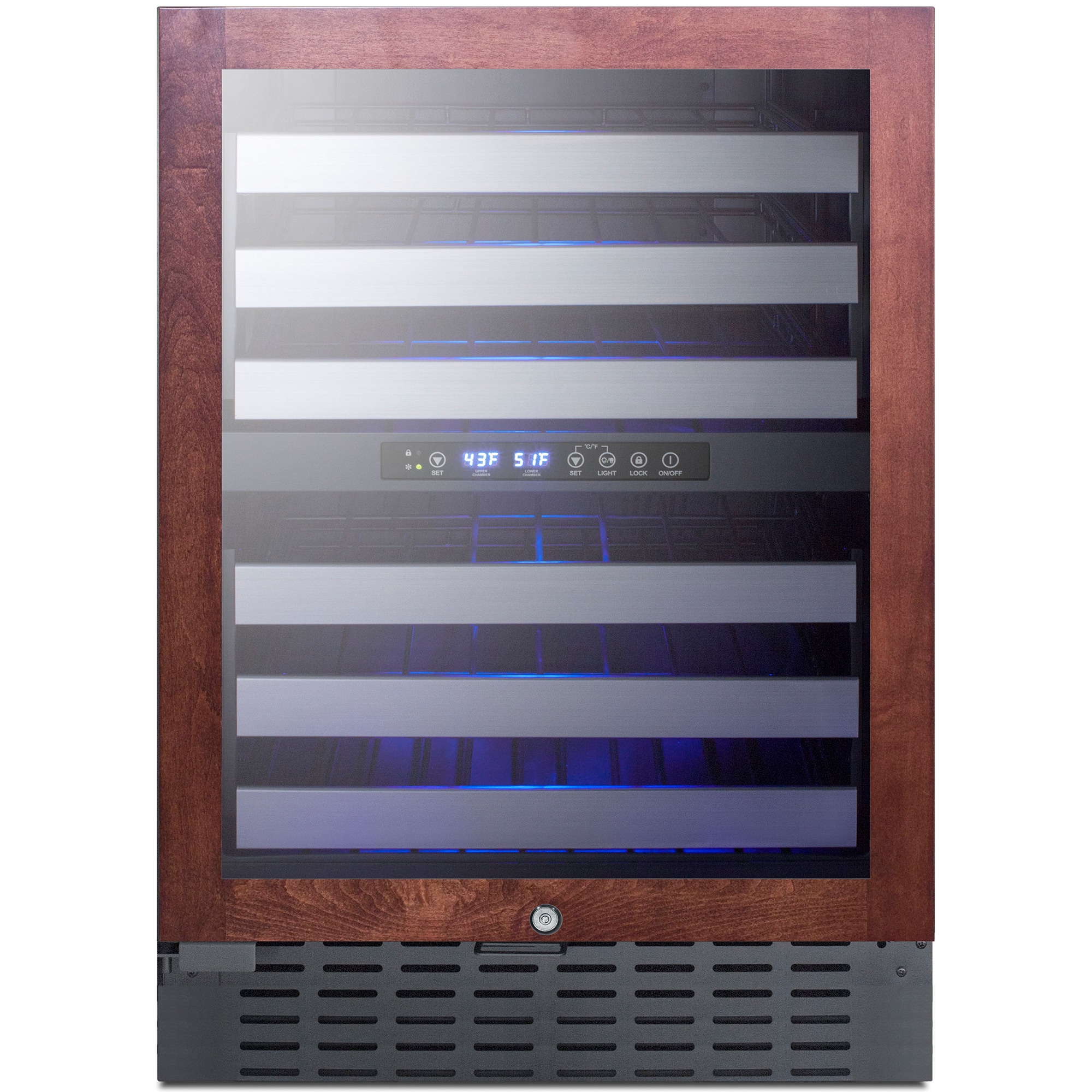 Summit 24 in. Undercounter Wine Cooler with Wire Racks, Dual Temperature Zones & 46 Bottle Capacity - Custom Panel Ready, , hires