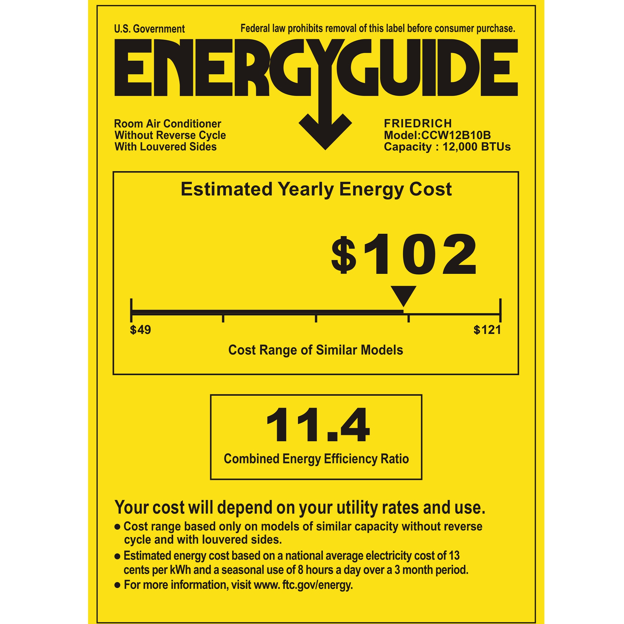 Friedrich Chill Premier Series 12,000 BTU 115V Smart Window/Wall Air Conditioner with 3 Fan Speeds, Remote Control - White, , hires