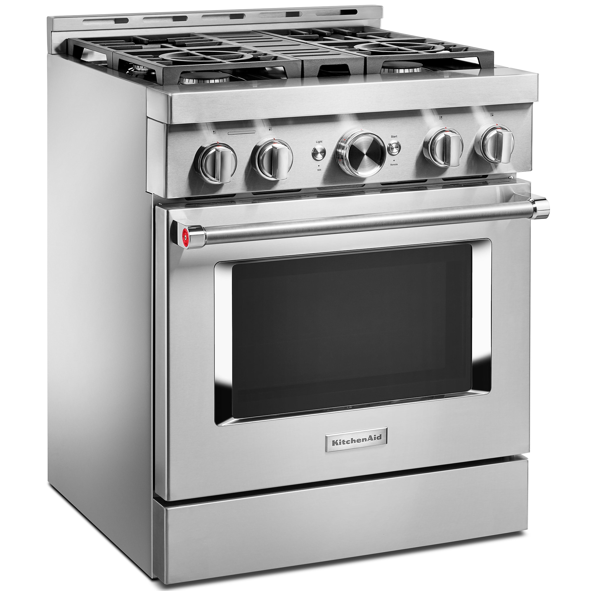 KitchenAid 30 in. 4.1 cu. ft. Smart True European Convection Dual Fuel Range with 4 Sealed Burners - Stainless Steel, , hires