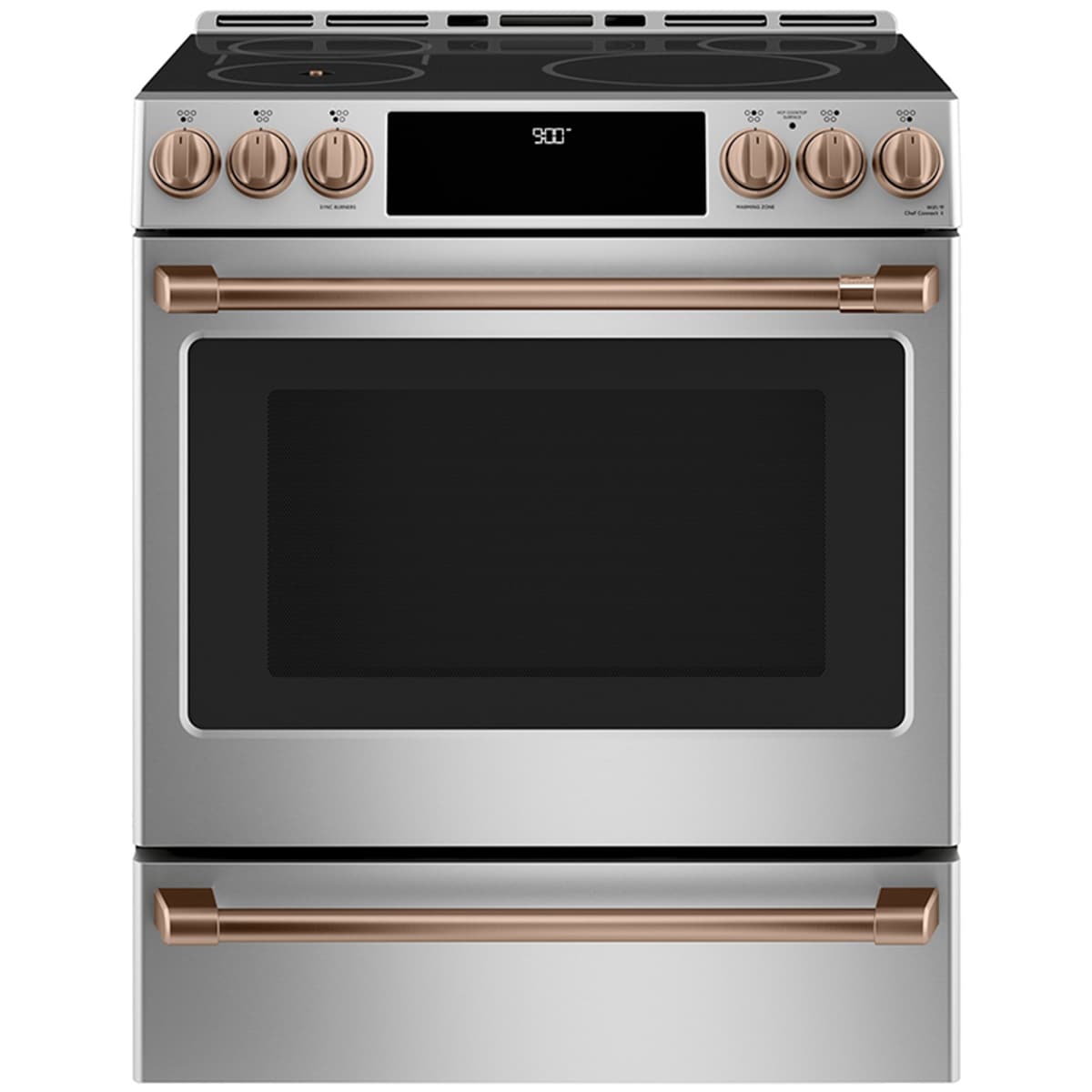 Cafe 30 in. 5.7 cu. ft. Smart Air Fry True European Convection Slide-In Electric Range with 5 Induction Burners - Stainless Steel, Stainless Steel, hires