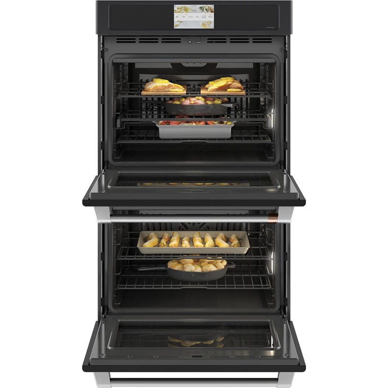 Cafe Professional Series 30 in. 10 cu. ft. Smart Top Control Electric Double Wall Oven with True European Convection - Matte Black, Matte Black, hires