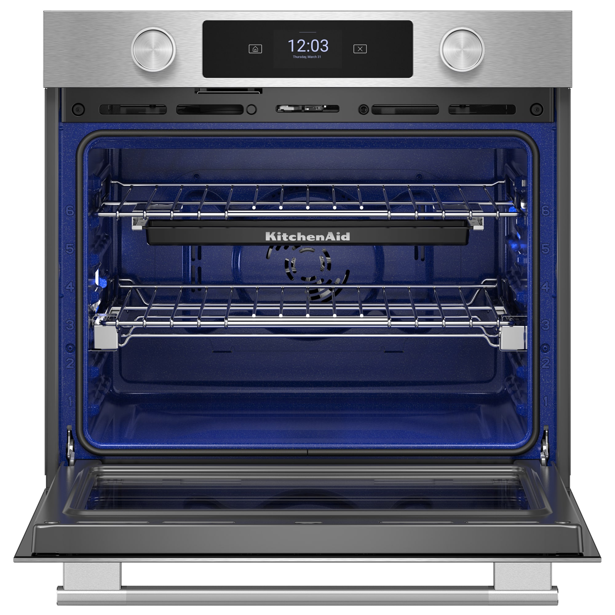 KitchenAid 27 in. 4.3 cu. ft. Smart Steam Electric Single Wall Oven with True European Convection - Stainless Steel with PrintShield Finish, , hires