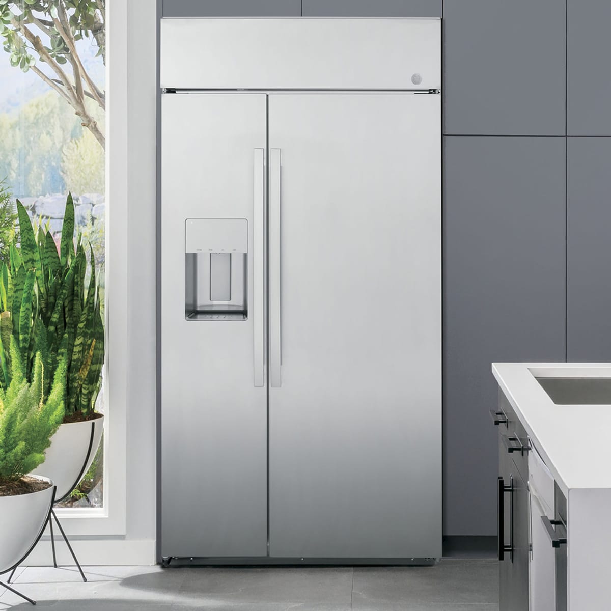 GE Profile 42 in. 24.5 cu. ft. Built-In Smart Counter Depth Side by Side Refrigerator with Ice & Water Dispenser - Stainless Steel, , hires