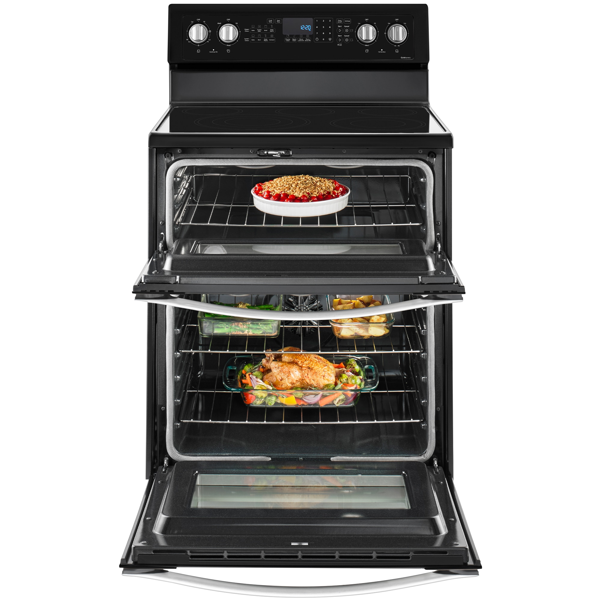 Whirlpool 30 in. 6.7 cu. ft. True European Convection Double Oven Electric Range with Radiant Burners - Black Ice, Black Ice, hires