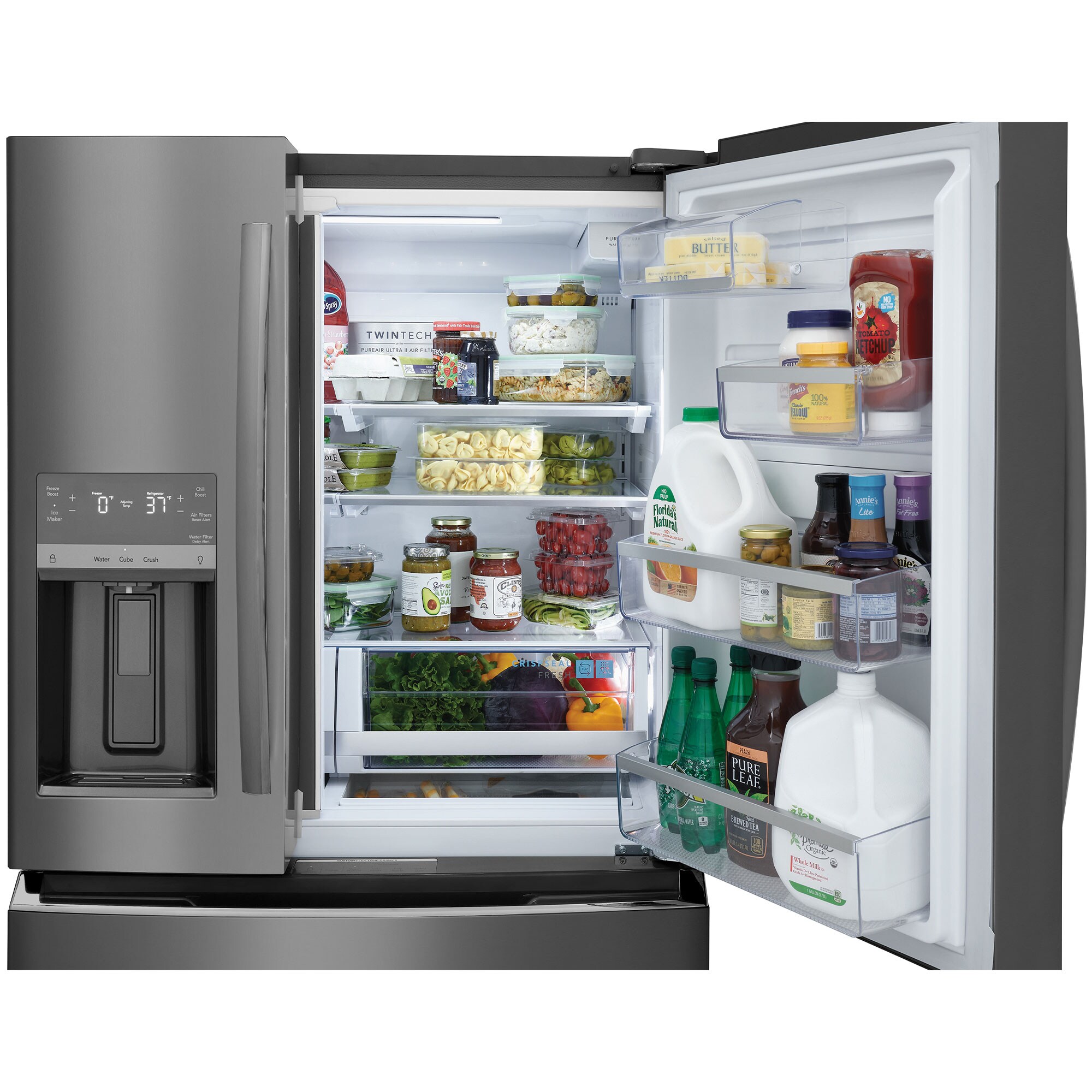 Frigidaire Gallery 36 in. 21.5 cu. ft. Counter Depth 4-Door French Door Refrigerator with Ice & Water Dispenser - Black Stainless, Black Stainless, hires