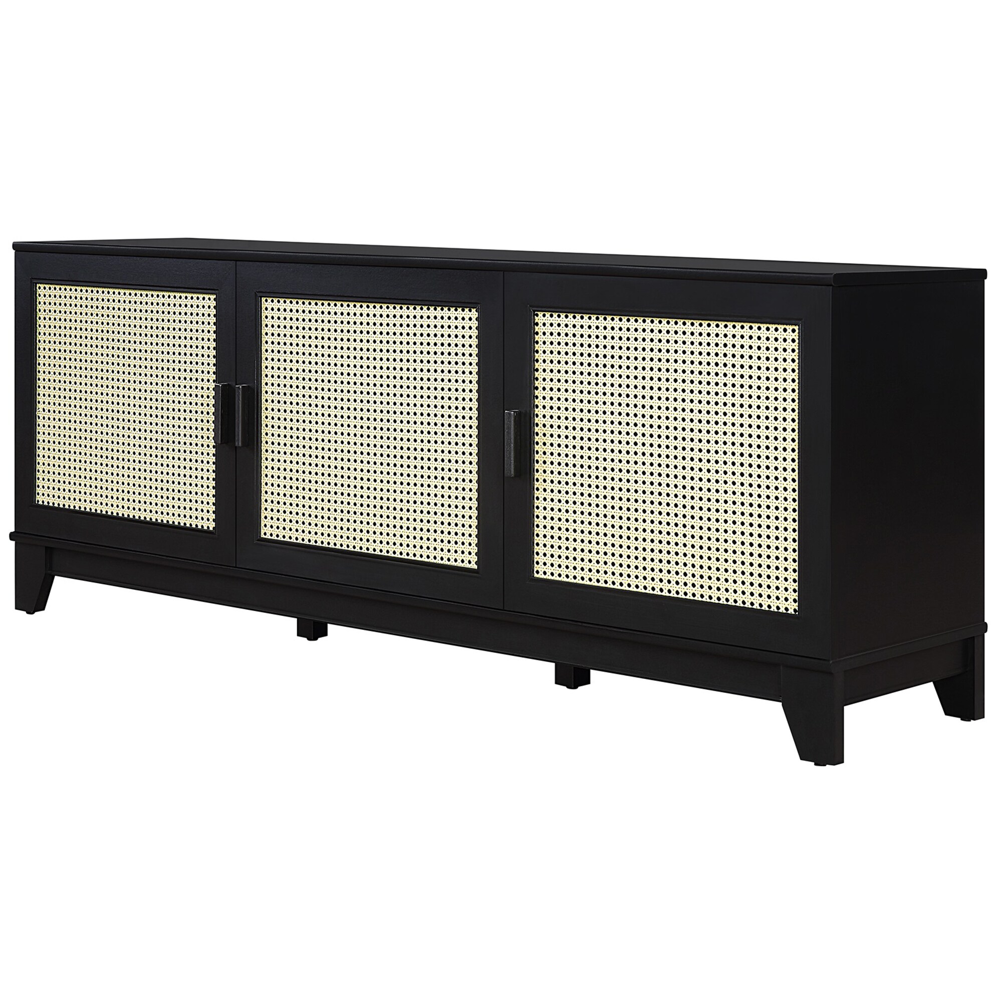 Manhattan Comfort Sheridan 62.99 inch Modern Cane TV Stand - Black, Black, hires