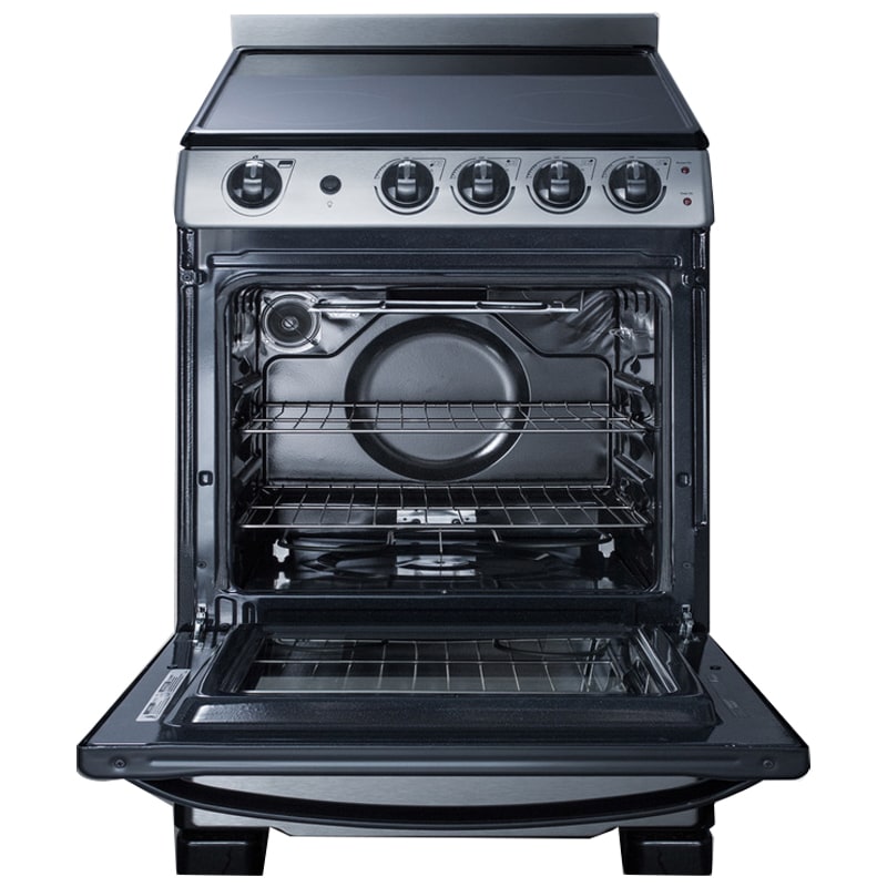 Summit White Pearl Series 24 in. 2.9 cu. ft. Slide-In Electric Range with Smoothtop Burners - Stainless Steel, , hires