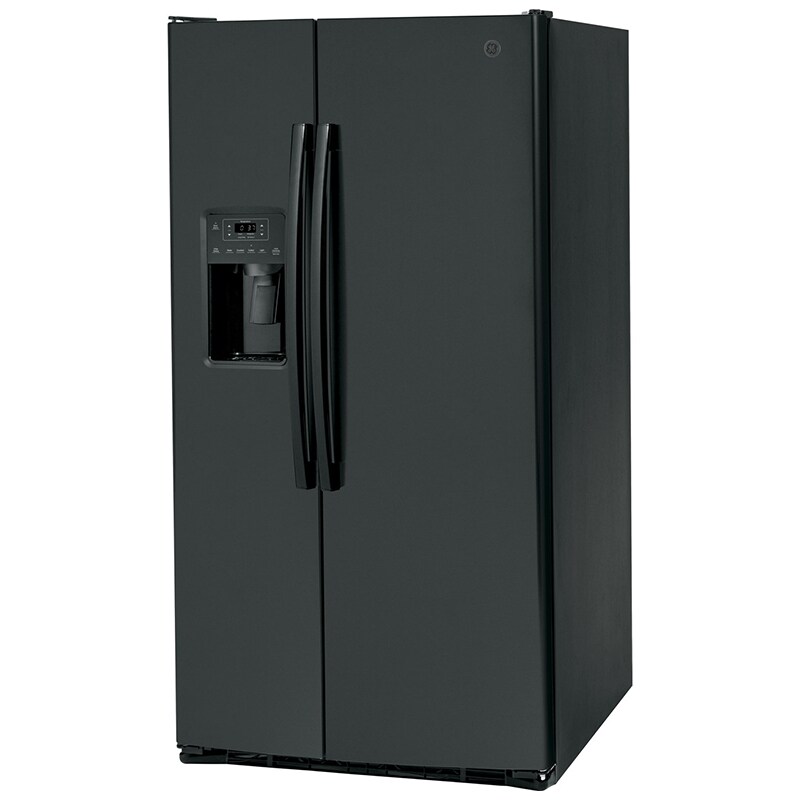 GE 36 in. 25.3 cu. ft. Energy Star Side-by-Side Refrigerator with External Ice & Water Dispenser - Black, Black, hires