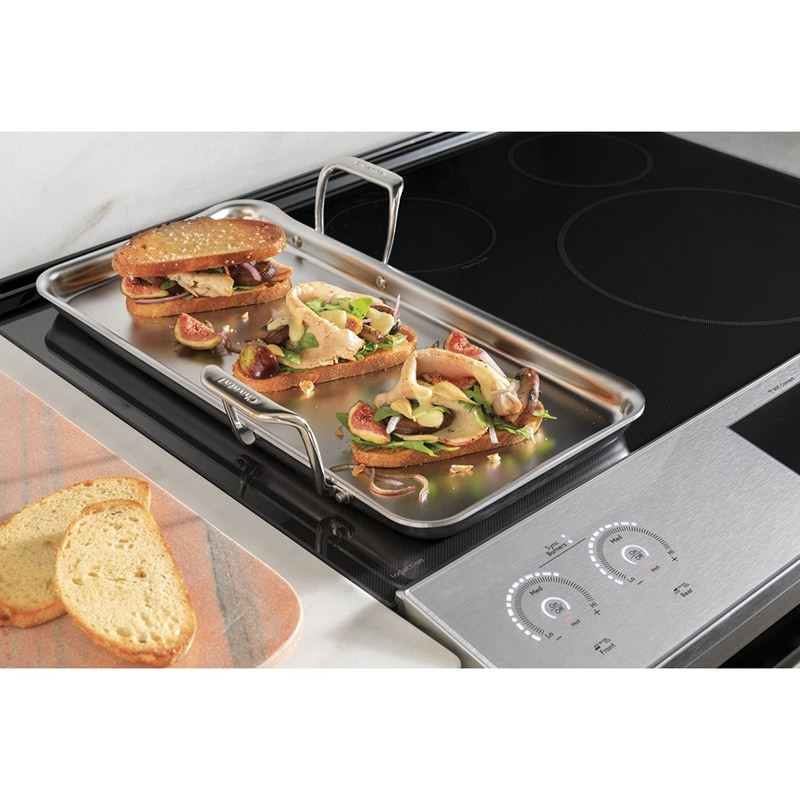 Cafe 30 in. 5.3 cu. ft. Smart Air Fry True European Convection Slide-In Electric Range with 5 Induction Burners - Platinum Glass, Platinum Glass, hires