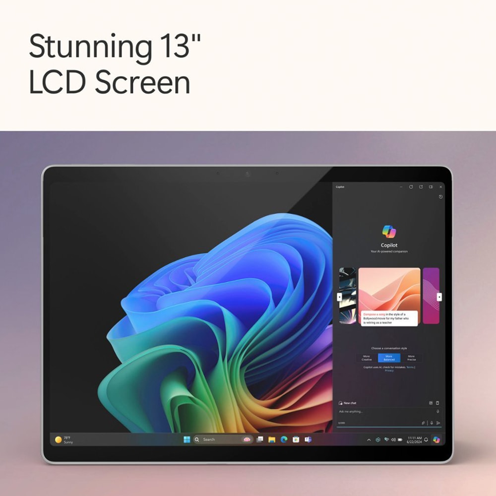 Microsoft Surface Pro 13 in. 2-in-1 Touch Screen Notebook with Copilot+ PC, Snapdragon X Plus, 10-Core CPU, Qualcomm Adreno GPU, 16 GB RAM, 256 GB SSD, up to 14 Hrs. of Battery Life & Windows 11 Home - Platinum, , hires