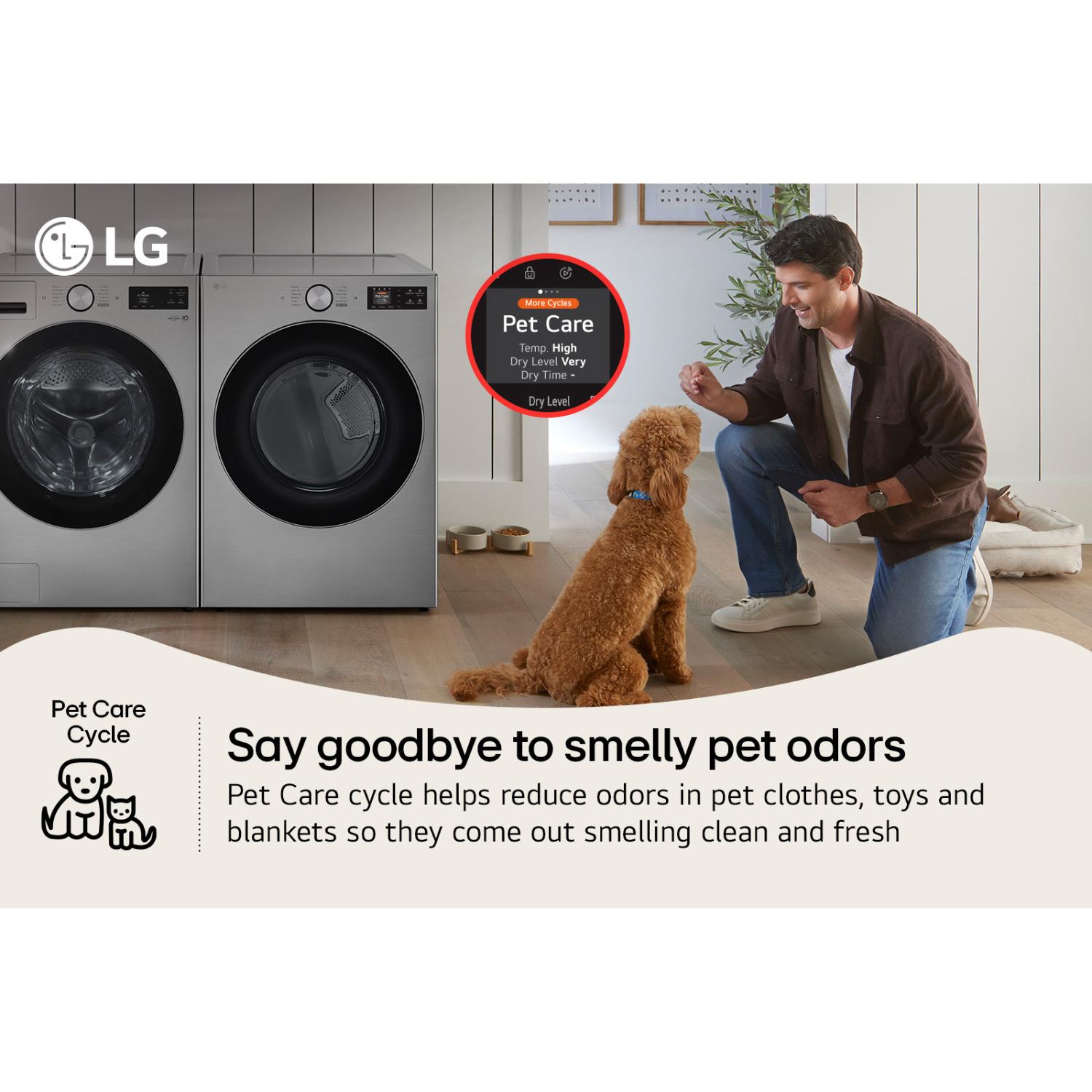 LG 27 in. 7.4 cu. ft. Smart Stackable Electric Dryer with AI Sensor Dry, TurboSteam, Sanitize & Steam Cycle - Graphite Steel, , hires