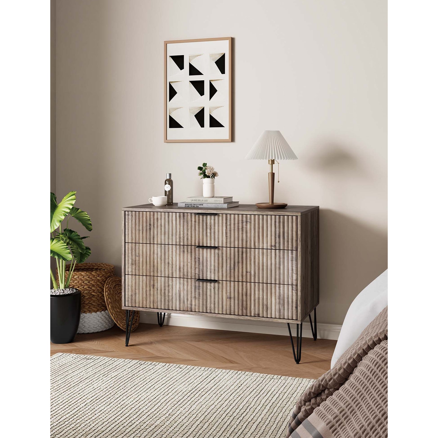 Manhattan Comfort DUMBO Modern 3-Drawer Dresser - Gray, Gray, hires