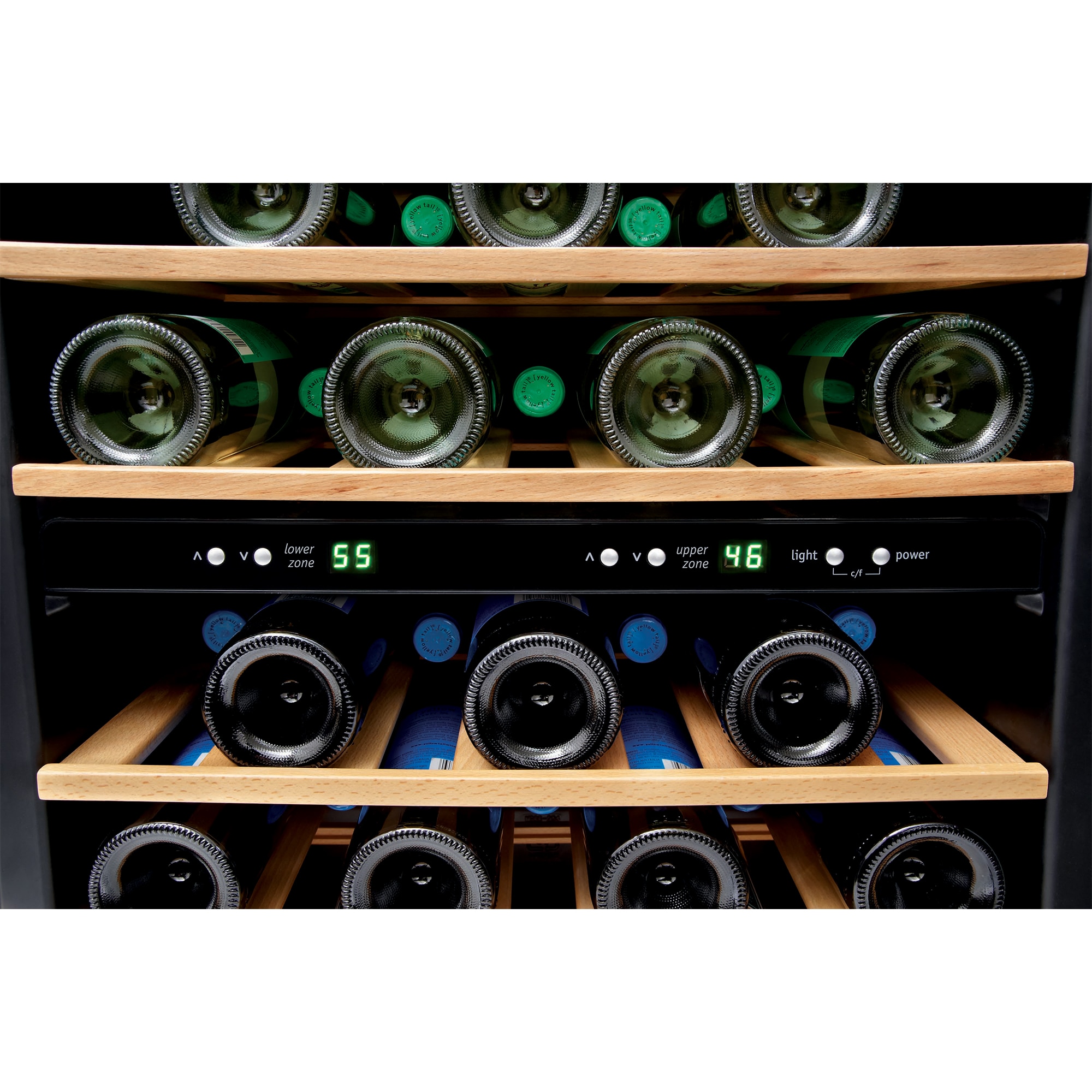 Frigidaire 22 in. Freestanding Wine Cooler with Wood Racks, Dual Temperature Zones & 45 Bottle Capacity - Stainless Steel, , hires