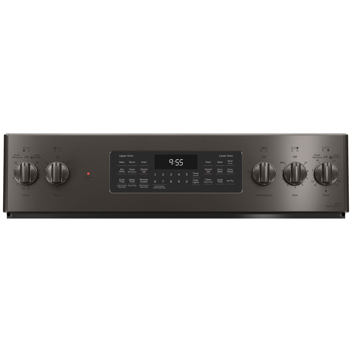 GE Profile 30 in. 6.6 cu. ft. Smart Air Fry True European Convection Double Oven Electric Range with Radiant Burners - Black Stainless, Black Stainless, hires