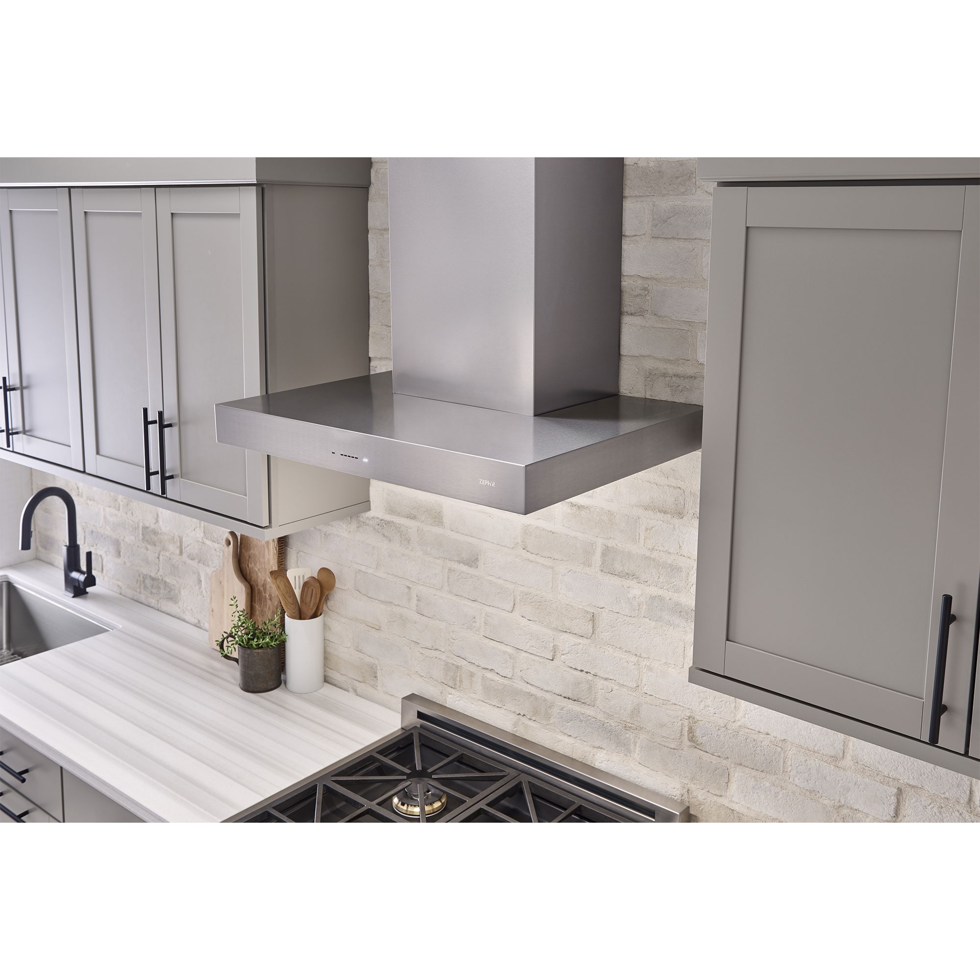 Zephyr Roma Series 36 in. Convertible Chimney Style Range Hood with 600 CFM, 5 Fan Speeds & 2 LED Lights - Stainless Steel, , hires