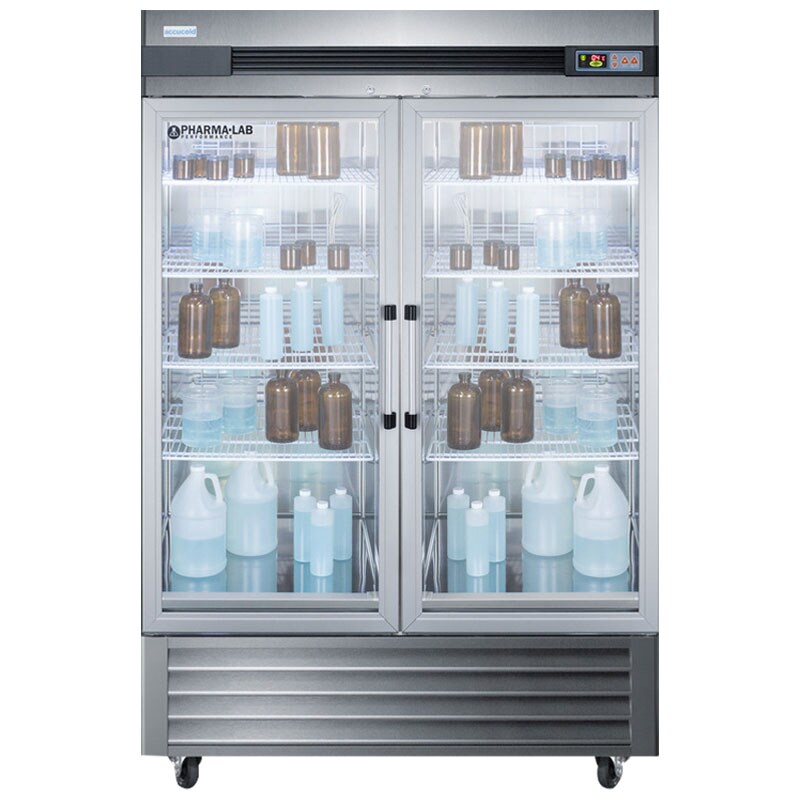 Summit Performance Series Pharma-Lab 55 in. 49.0 cu. ft. French Door Freezerless Refrigerator with Glass Doors - Stainless Steel, , hires