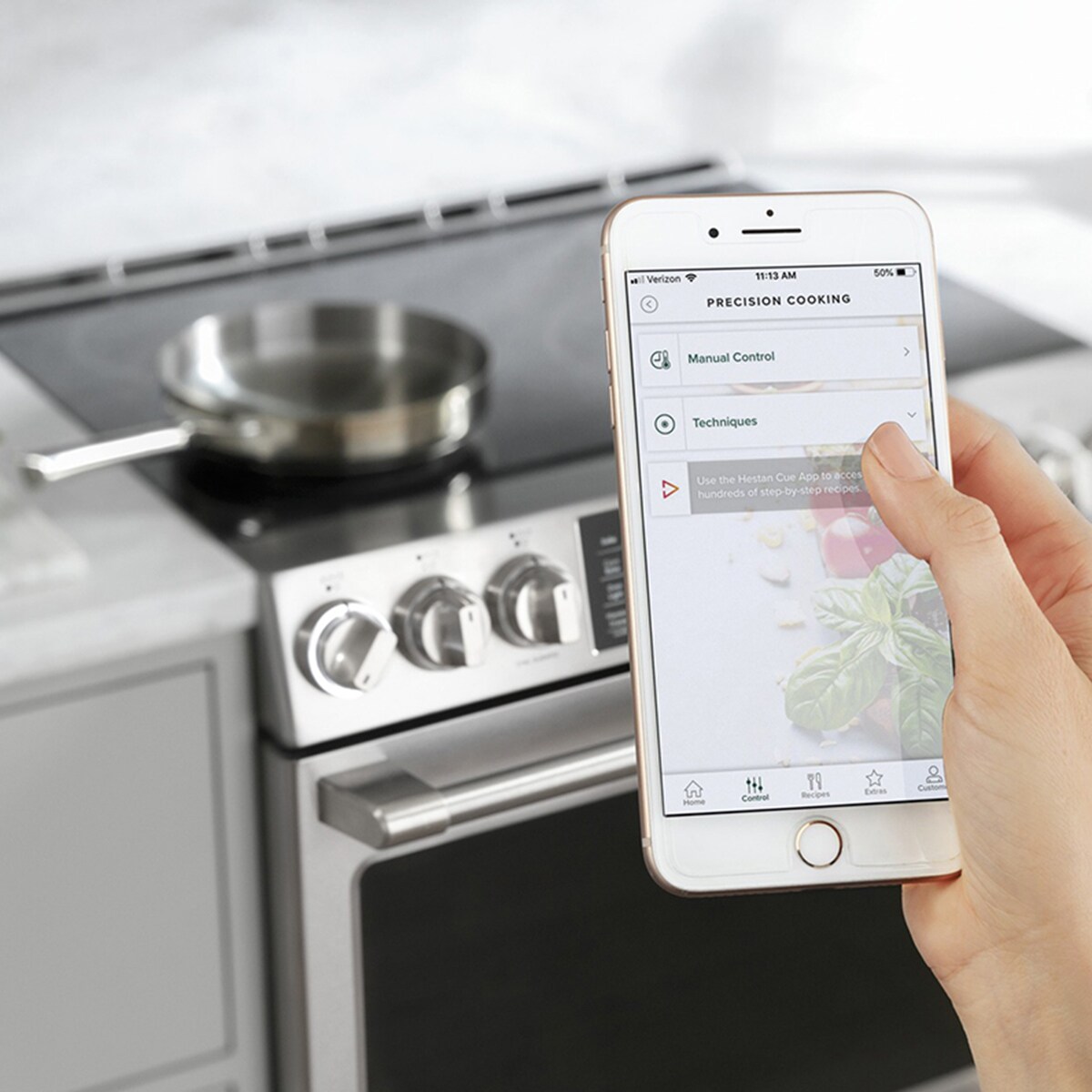 Cafe 30 in. 5.7 cu. ft. Smart Air Fry True European Convection Slide-In Electric Range with 5 Induction Burners - Stainless Steel, Stainless Steel, hires