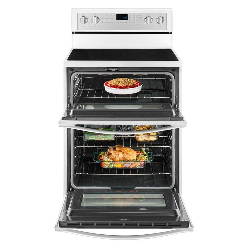 Whirlpool 30 in. 6.7 cu. ft. True European Convection Double Oven Electric Range with Radiant Burners - White Ice, White Ice, hires