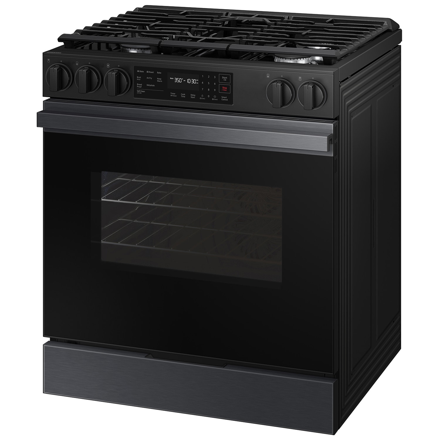 Samsung Bespoke 30 in. 6 cu. ft. Smart Slide-In Gas Range with 5 Sealed Burners - Matte Black Steel, Matte Black Steel, hires