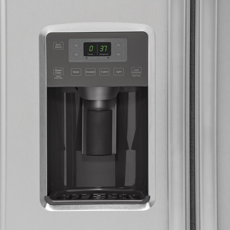 GE 36 in. 21.9 cu. ft. Counter Depth Side by Side Refrigerator with Ice & Water Dispenser - Stainless Steel, Stainless Steel, hires