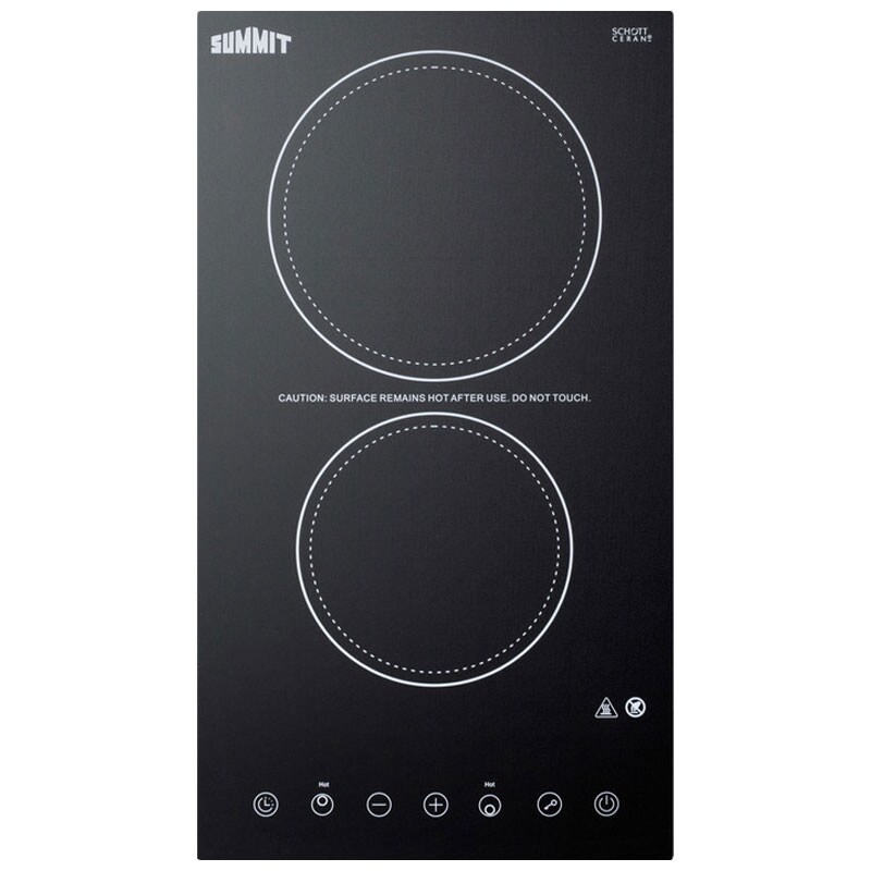 Summit 12 in. 2-Burner Electric Cooktop with Simmer Burner - Black, , hires