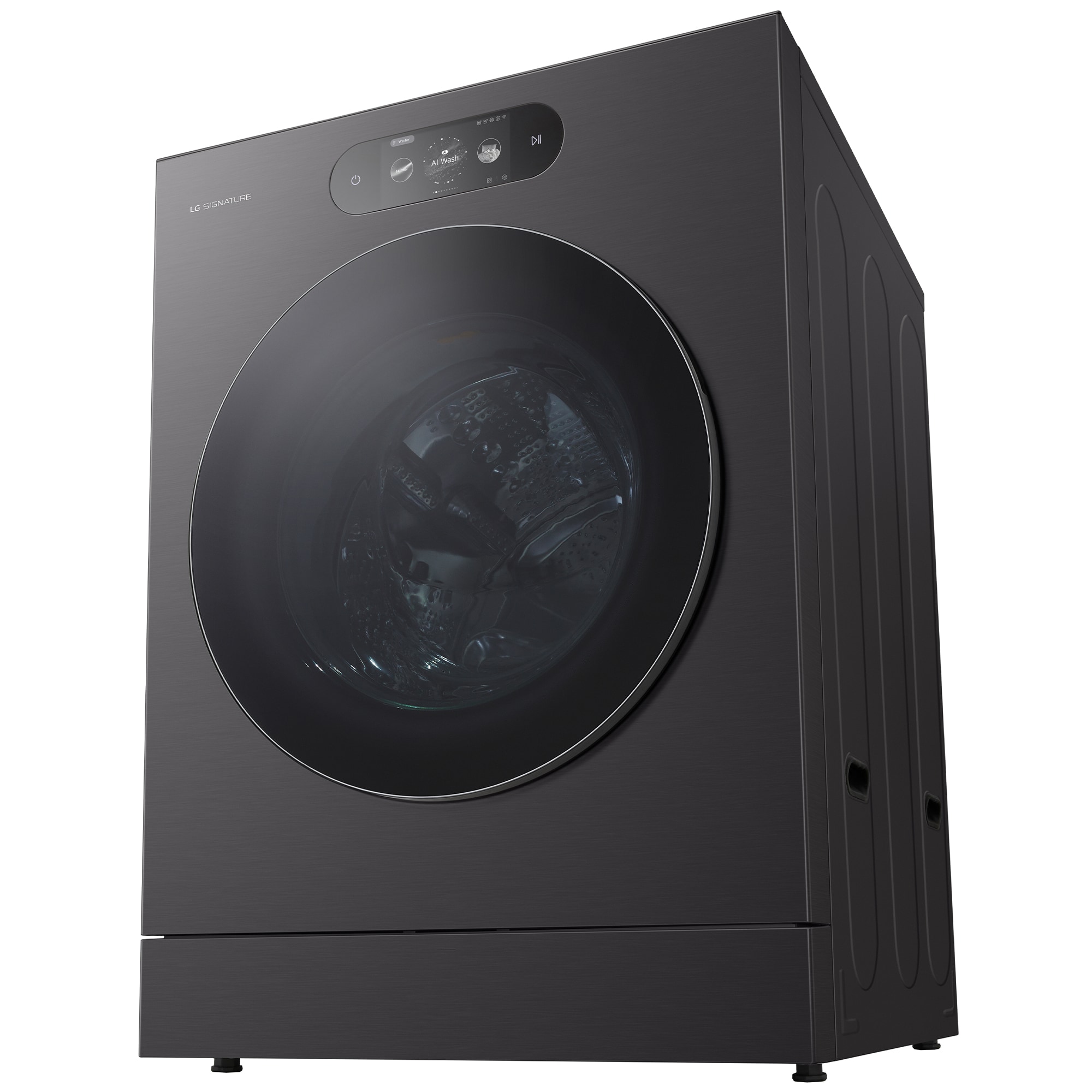 LG 29 in. 5.8 cu. ft. Smart Stackable Front Load Washer with Built-In Intelligence, TurboWash 360, EZ Dispense, Sanitize & Steam Cycle - Brushed Black Steel, , hires