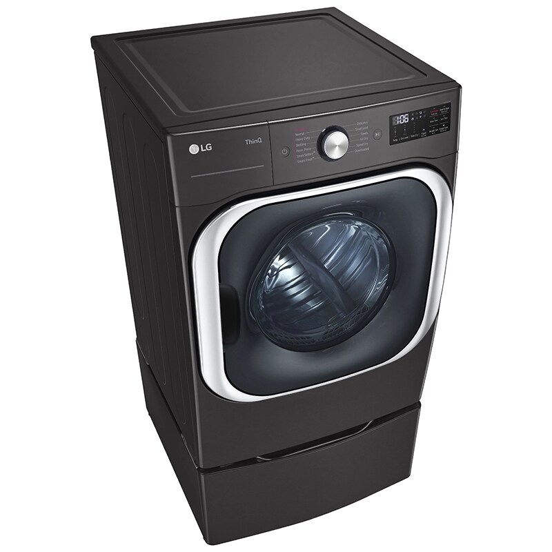 LG 29 in. 9.0 cu. ft. Smart Stackable Electric Dryer with Built-In Intelligence, TurboSteam Technology & Sensor Dry - Black Steel, Black Steel, hires