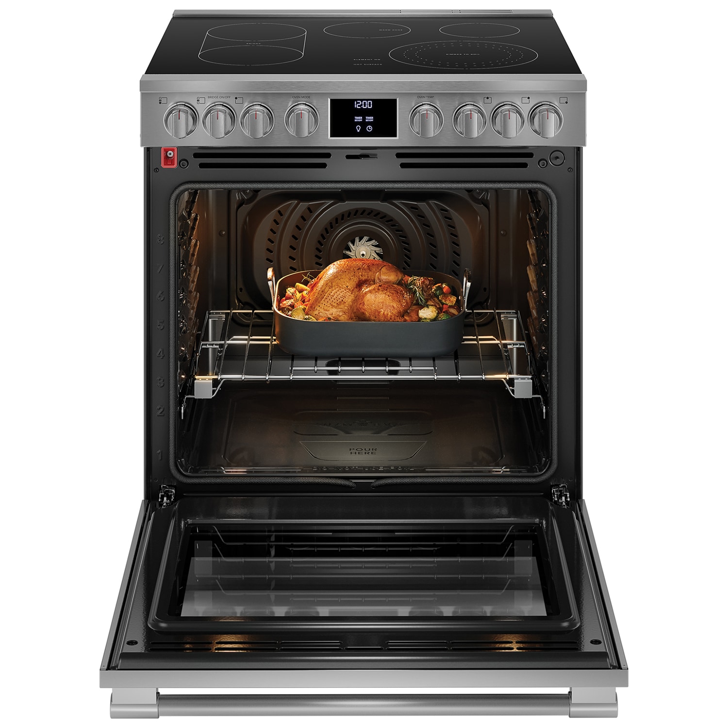 Frigidaire Professional 30 in. 6.2 cu. ft. Air Fry True European Convection Steam Electric Range with Smoothtop Burners - Stainless Steel, , hires