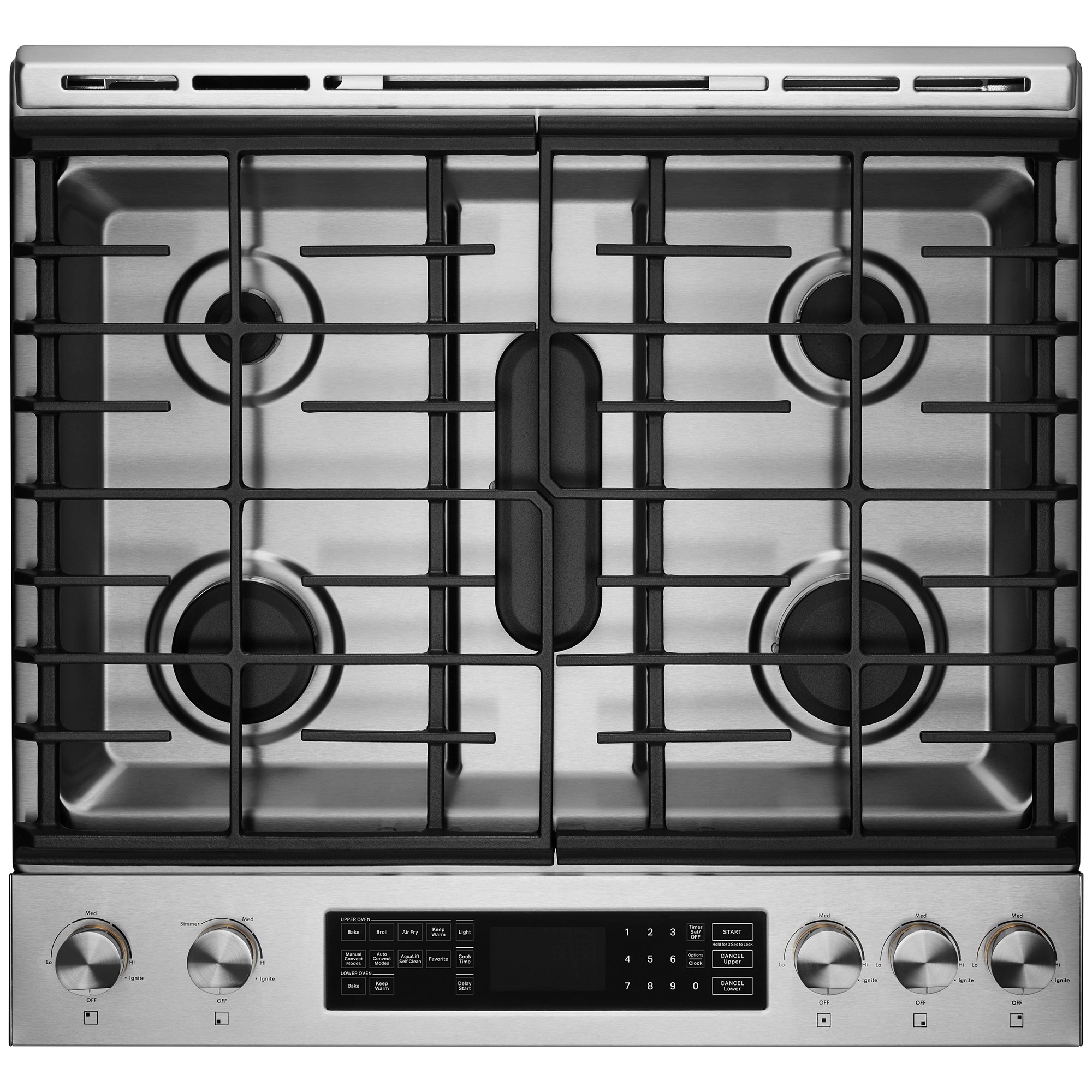 JennAir 30 in. 6.8 cu. ft. Air Fry True European Convection Slide-In Dual Fuel Range with 5 Sealed Burners - Stainless Steel, , hires