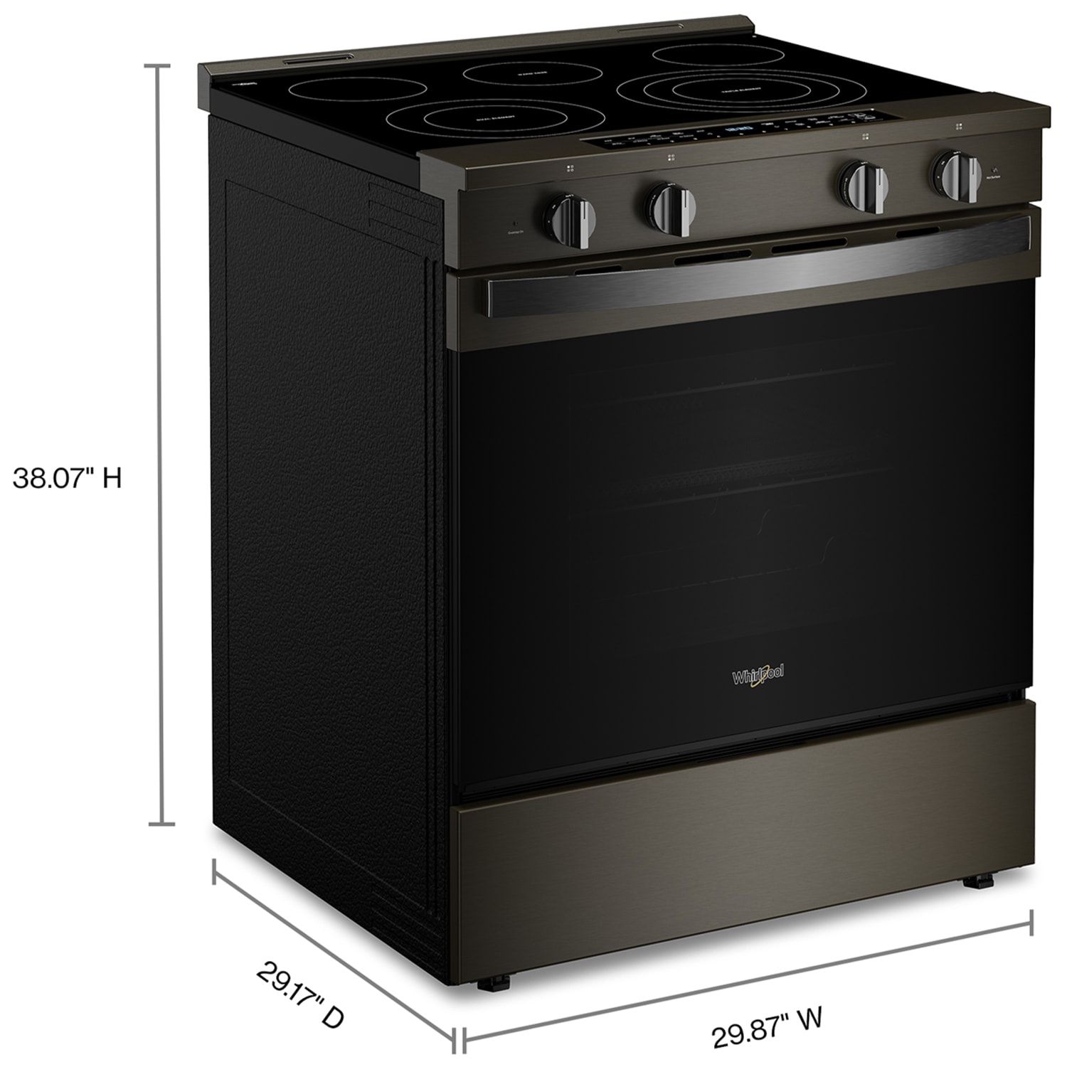 Whirlpool 30 in. 5.3 cu. ft. Smart Air Fry True European Convection Slide-In Electric Range with Radiant Burners - Black with Stainless Steel, Black with Stainless Steel, hires