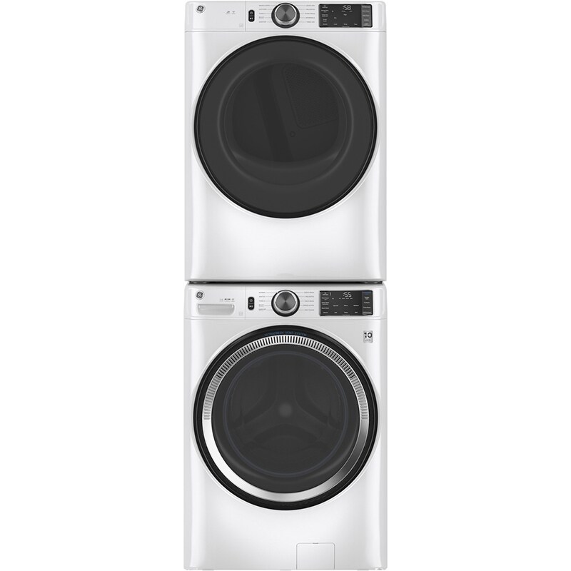 GE 28 in. 7.8 cu. ft. Smart Stackable Electric Dryer with Sanitize Cycle & Sensor Dry - White, White, hires