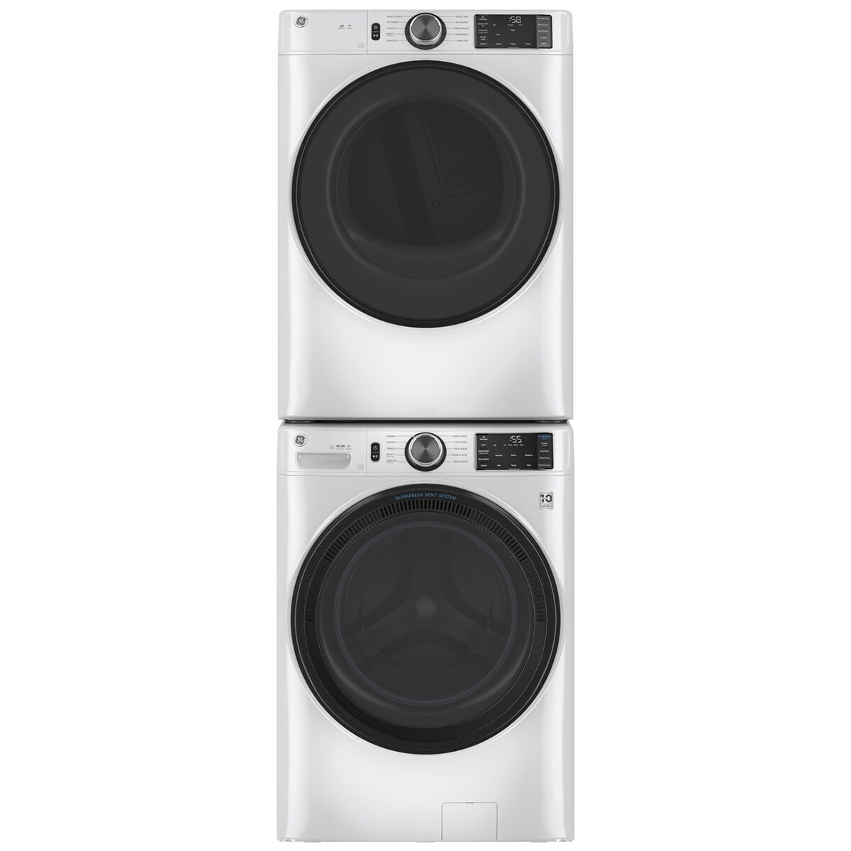 GE 28 in. 7.8 cu. ft. Smart Stackable Gas Dryer with Sanitize Cycle & Sensor Dry - White, White, hires