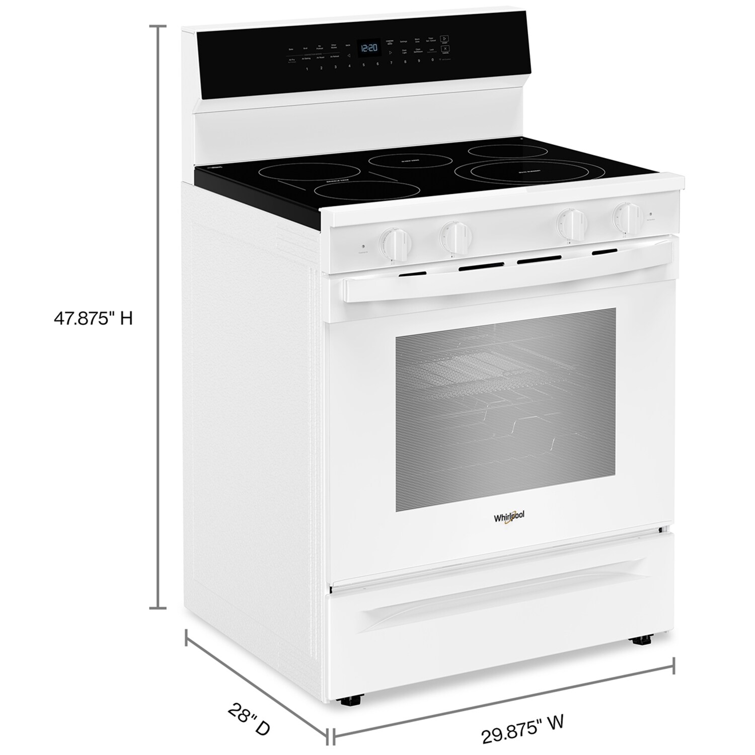 Whirlpool 30 in. 5.3 cu. ft. Smart Air Fry True European Convection Electric Range with Radiant Burners - White, White, hires
