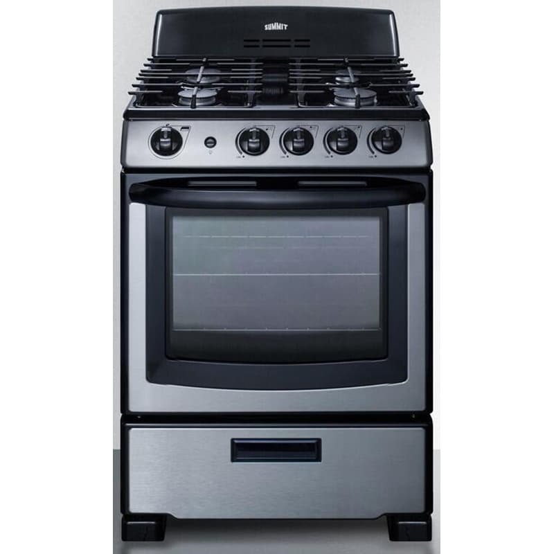 Summit 24 in. 2.9 cu. ft. Gas Range with 4 Sealed Burners - Stainless Steel, , hires