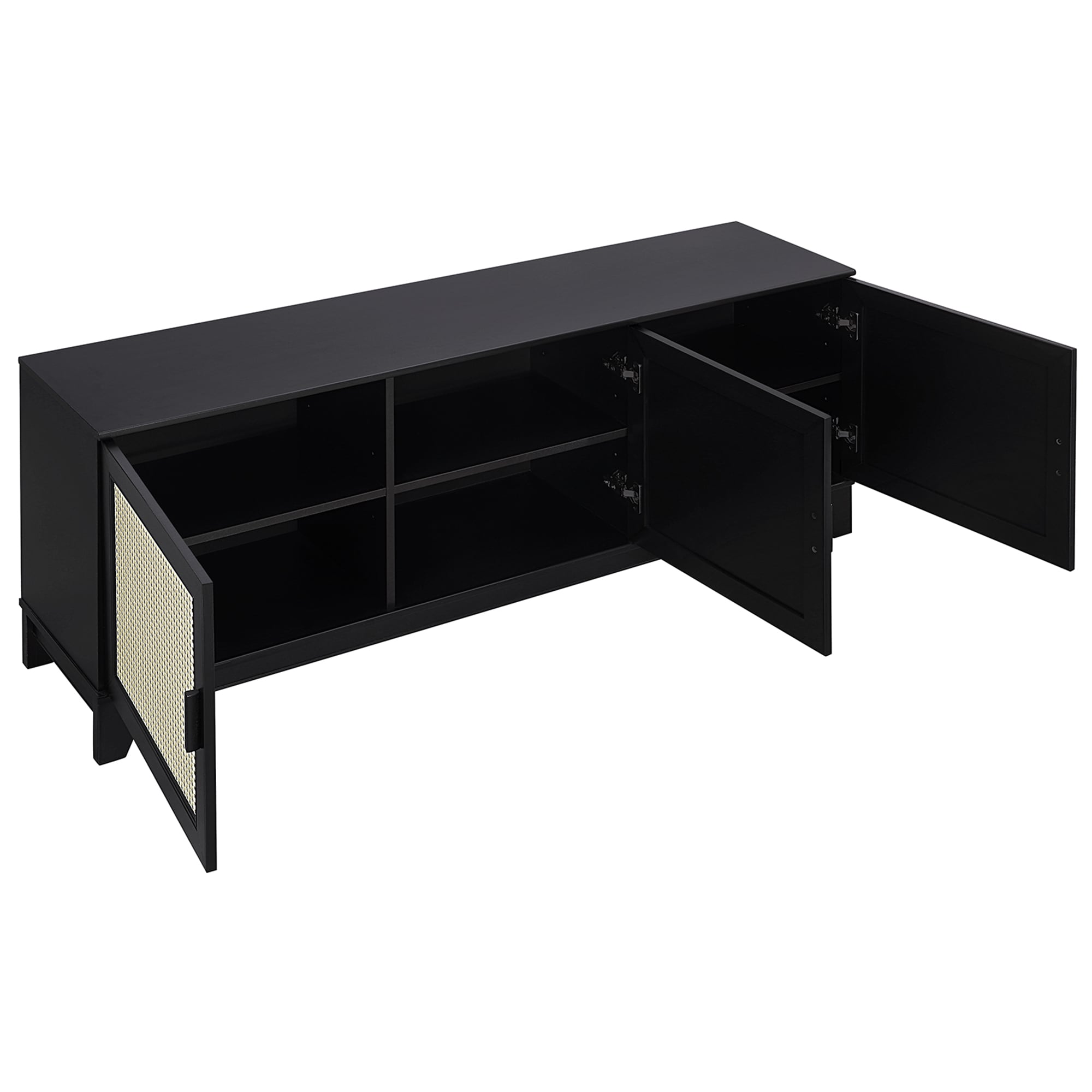 Manhattan Comfort Sheridan 62.99 inch Modern Cane TV Stand - Black, Black, hires
