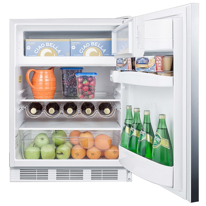 Summit 24 in. 5.1 cu. ft. Undercounter Refrigerator - Stainless Steel with White Cabinet, , hires