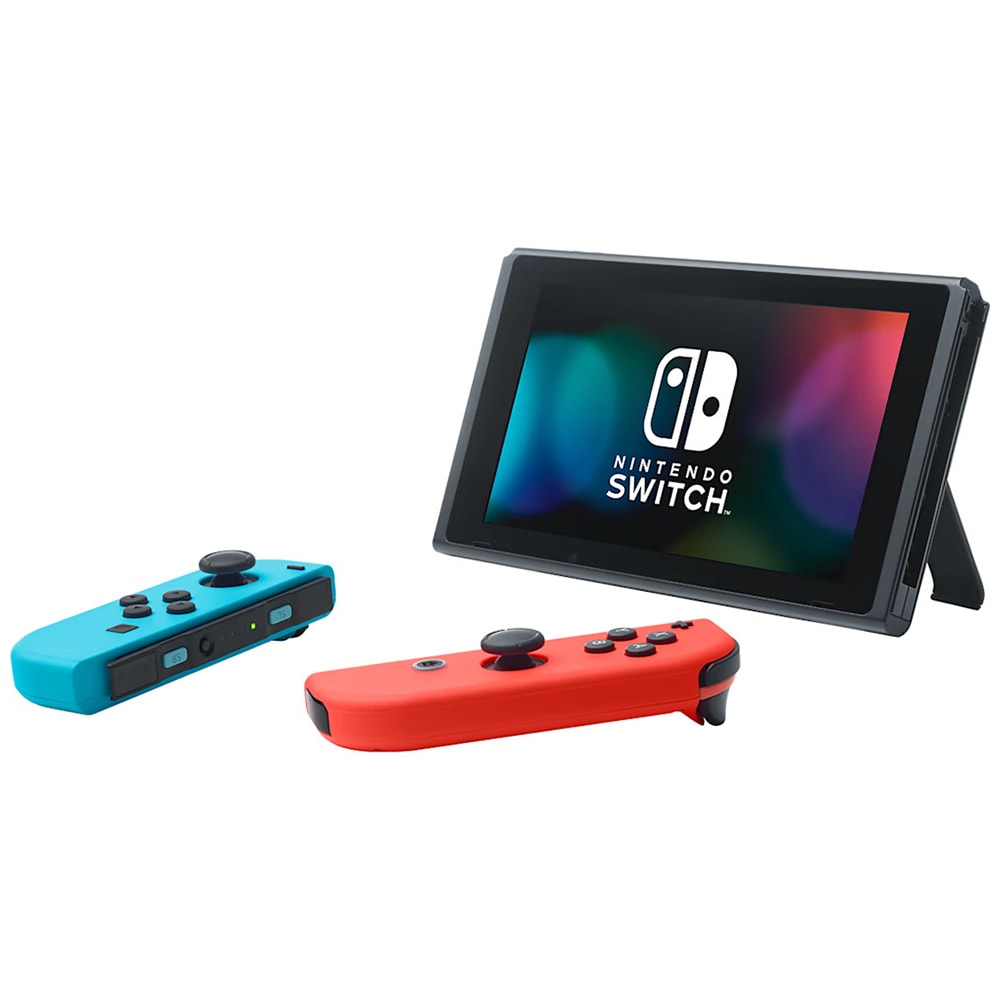 Nintendo Switch with Neon Blue and Neon Red Joy Con, , hires