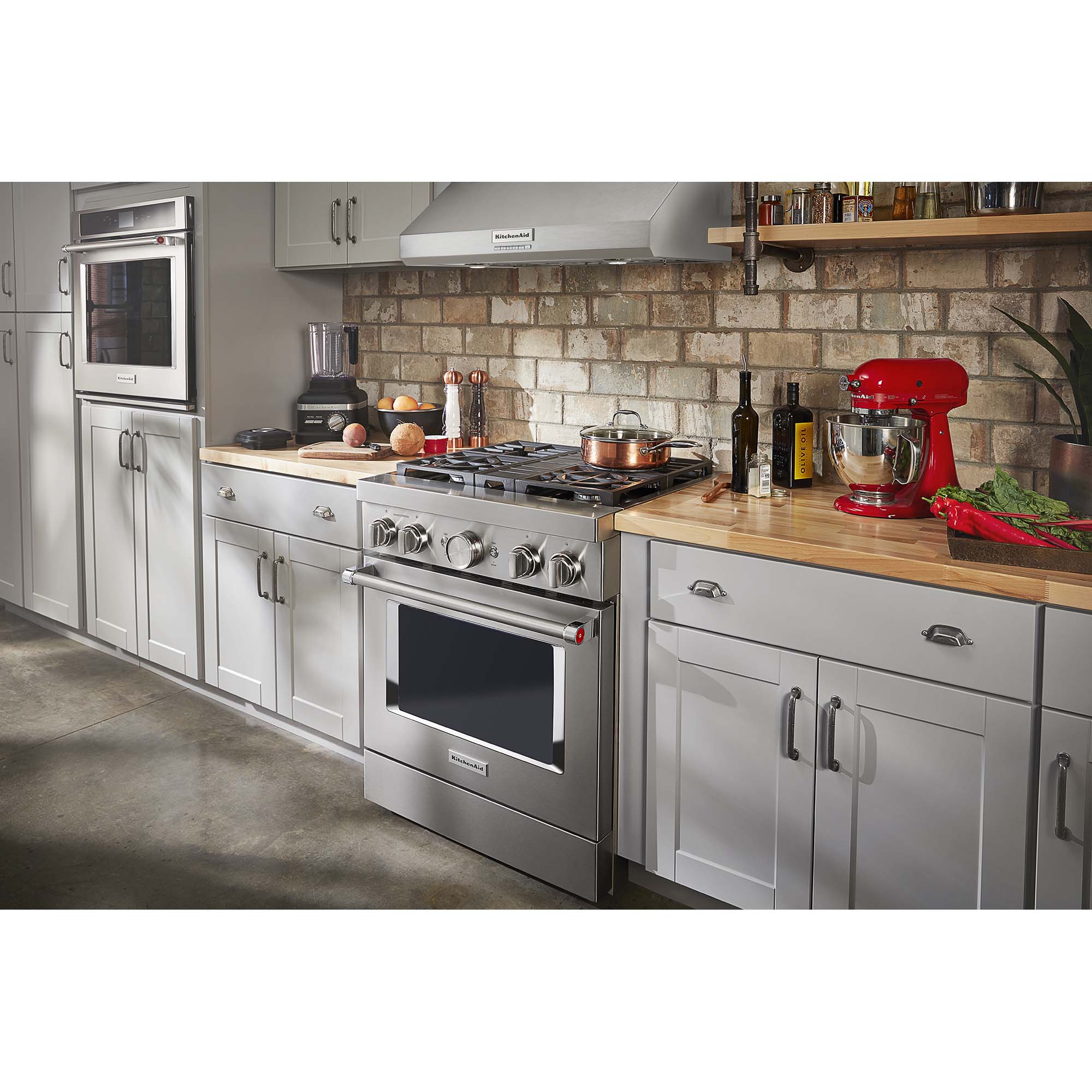 KitchenAid 30 in. 4.1 cu. ft. Smart True European Convection Dual Fuel Range with 4 Sealed Burners - Stainless Steel, , hires