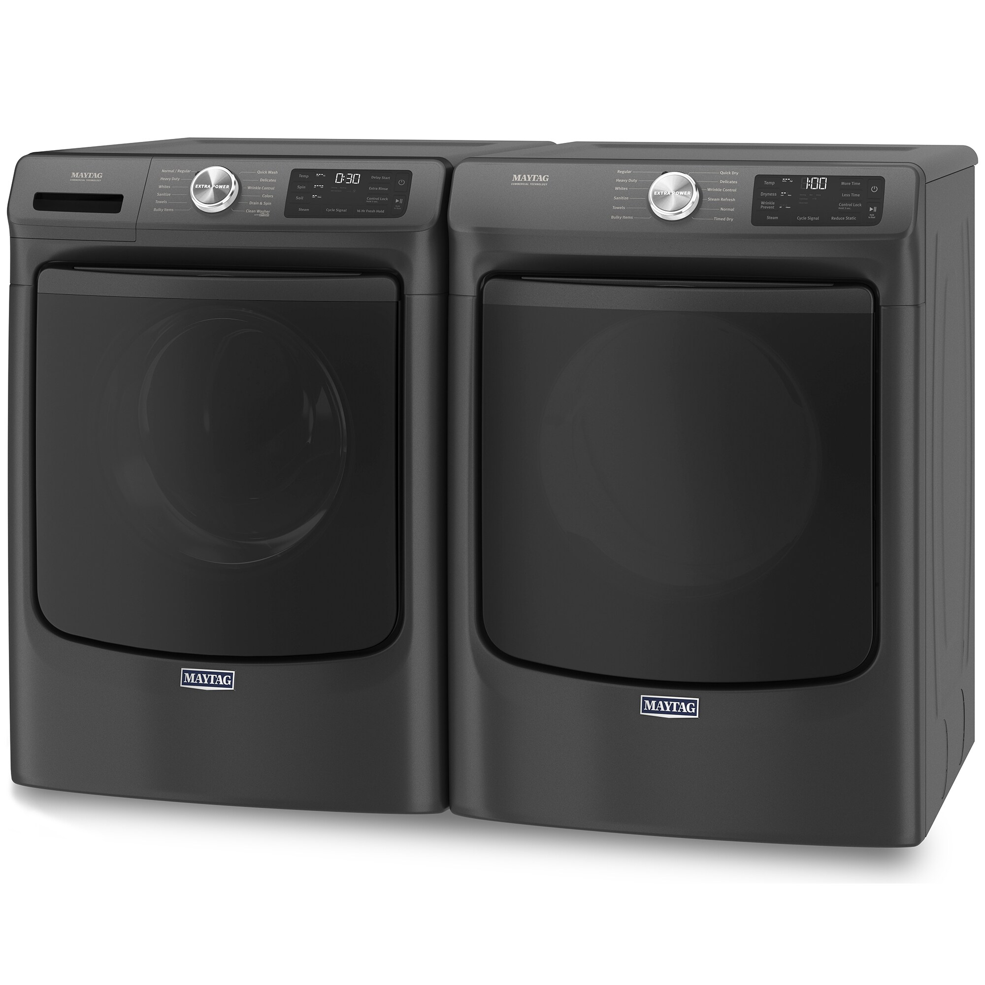 Maytag 27 in. 4.8 cu. ft. Stackable Front Load Washer with Extra Power and 16-Hr Fresh Hold - Volcano Black, Volcano Black, hires
