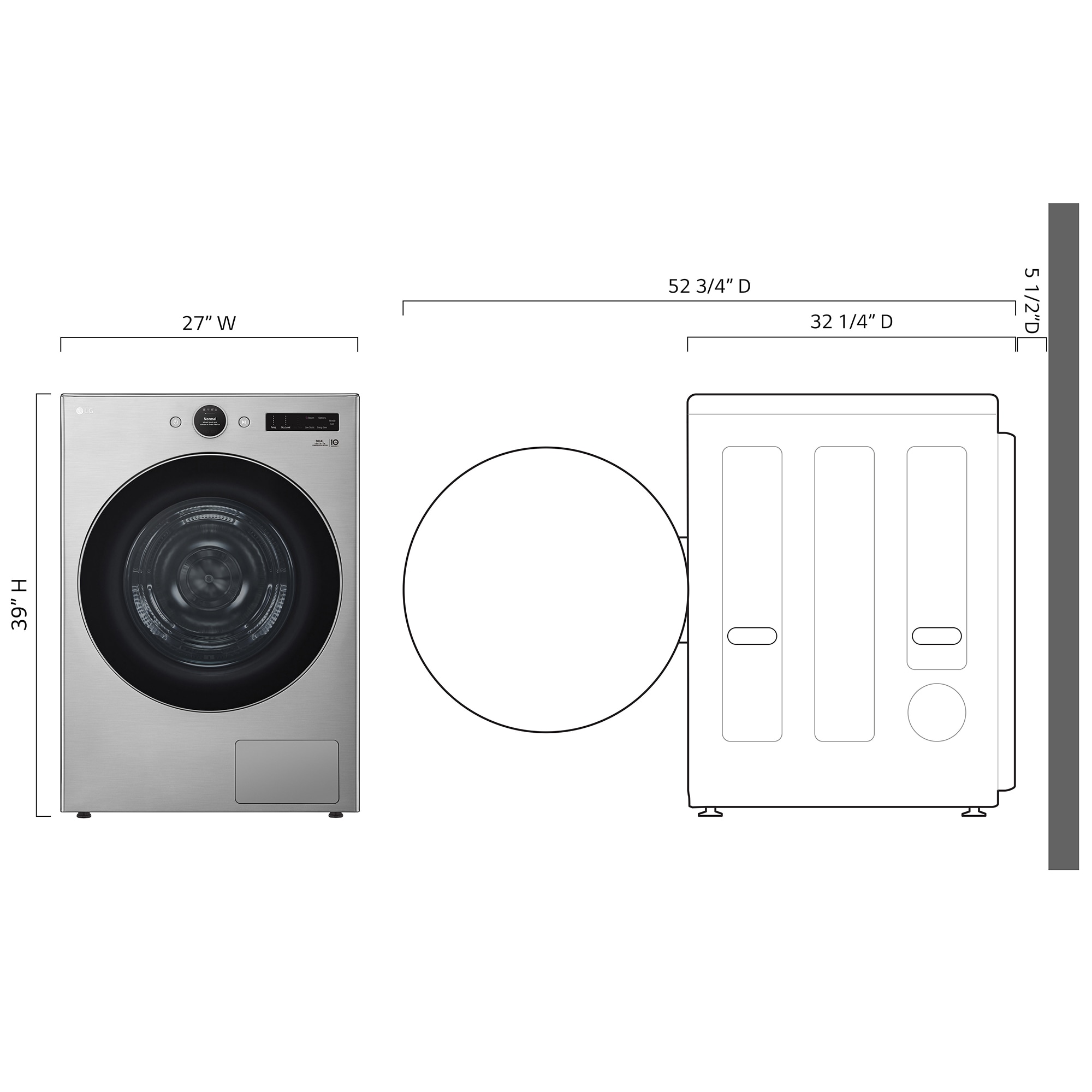 LG 27 in. 7.8 cu. ft. Smart Stackable Ventless Electric Dryer with Heat Pump & Sensor Dry - Graphite Steel, , hires