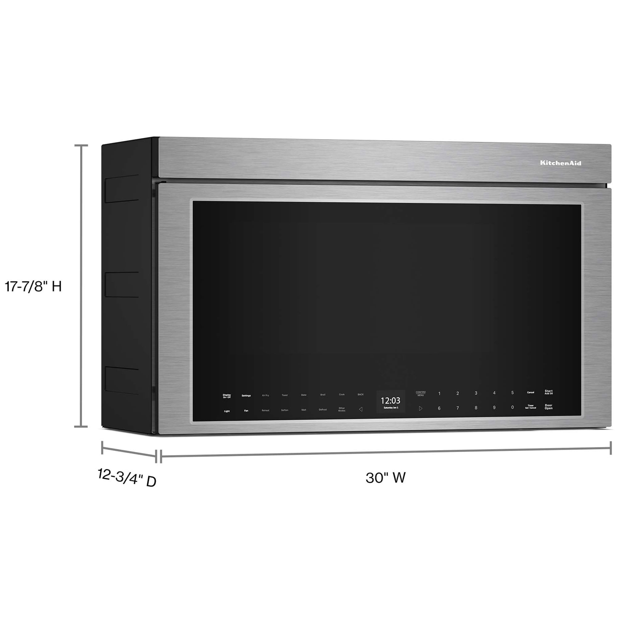 KitchenAid 30 in. 1.1 cu. ft. 950W Smart Over-the-Range Microwave with 400 CFM, Convection & Sensor Cooking - Stainless Steel, Stainless Steel, hires