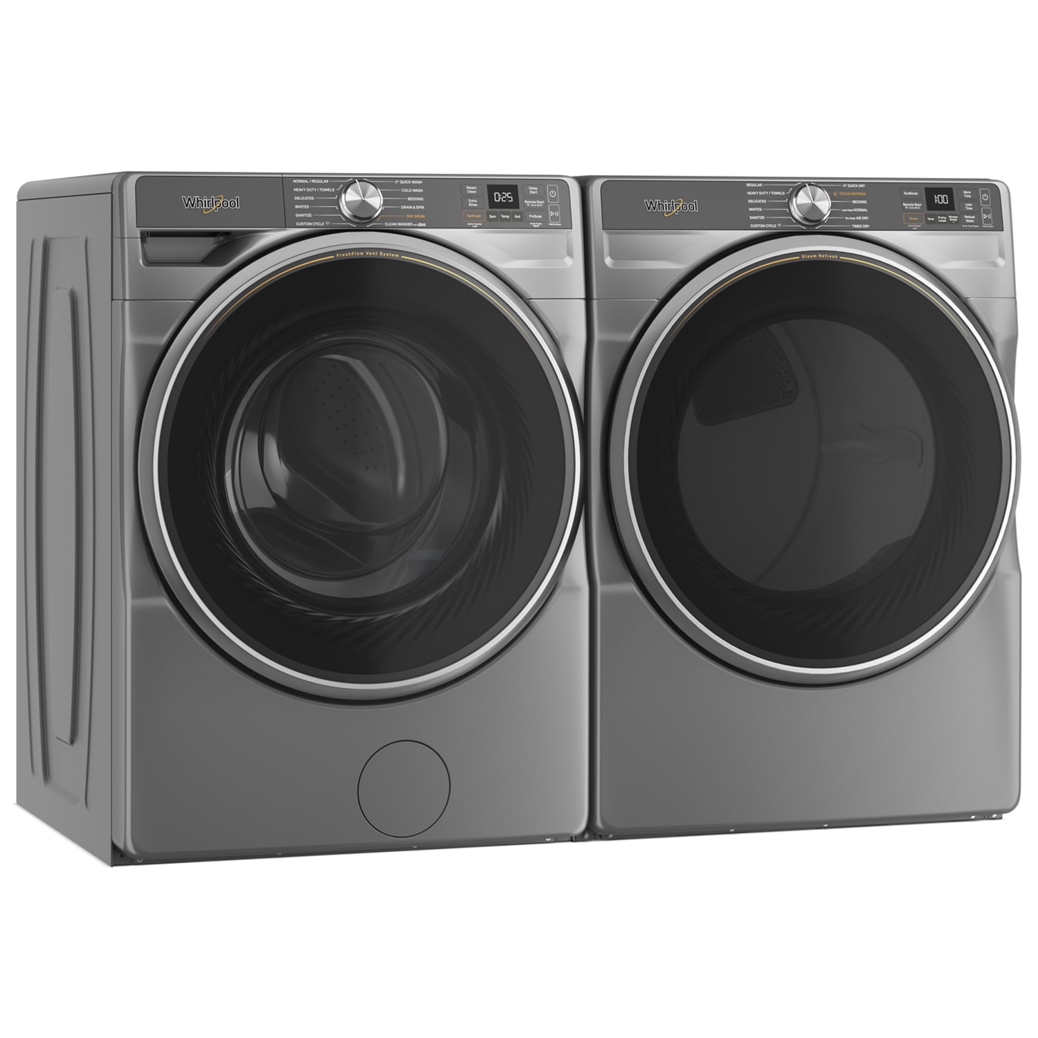 Whirlpool 27 in. 7.4 cu. ft. Smart Stackable Electric Dryer with Sensor Dry, Sanitize & Steam Cycle - Silver, Silver, hires