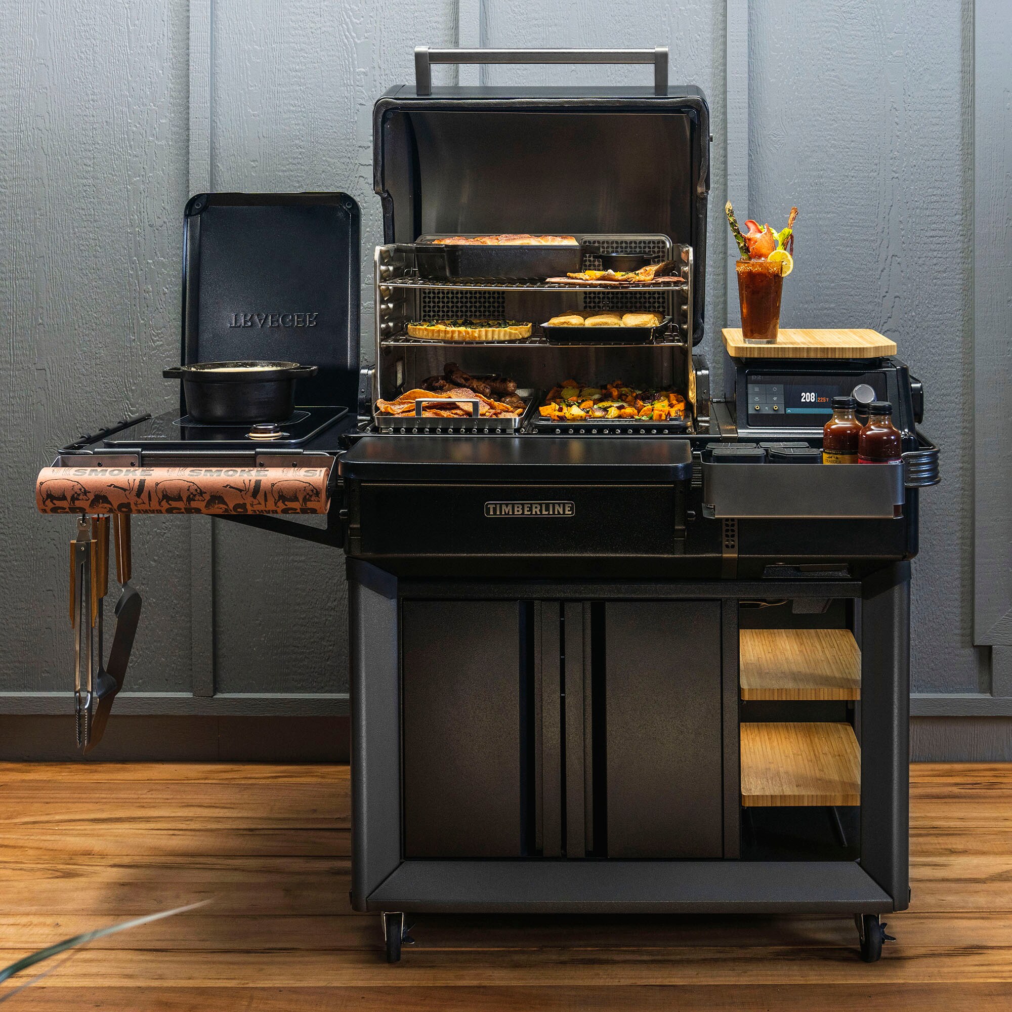 Traeger Timberline Wood Pellets Grill with Side Burner - Black, , hires
